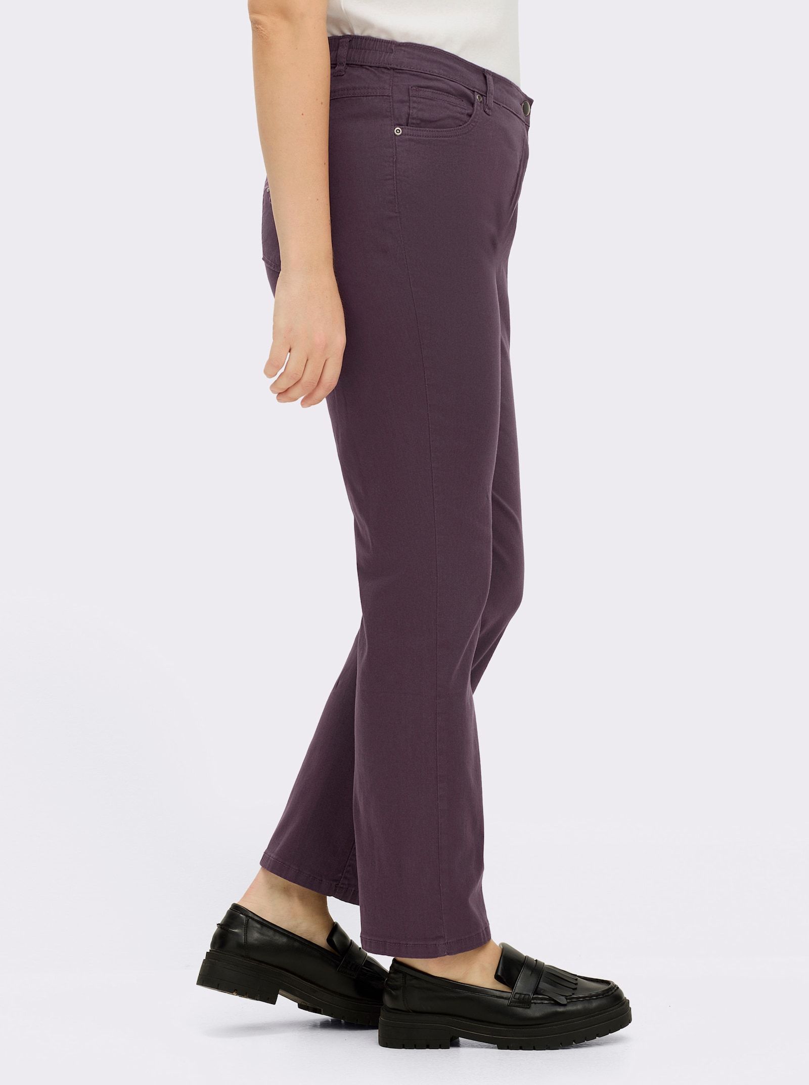 5-Pocket-Jeans mit Stickerei-Motiv - aubergine