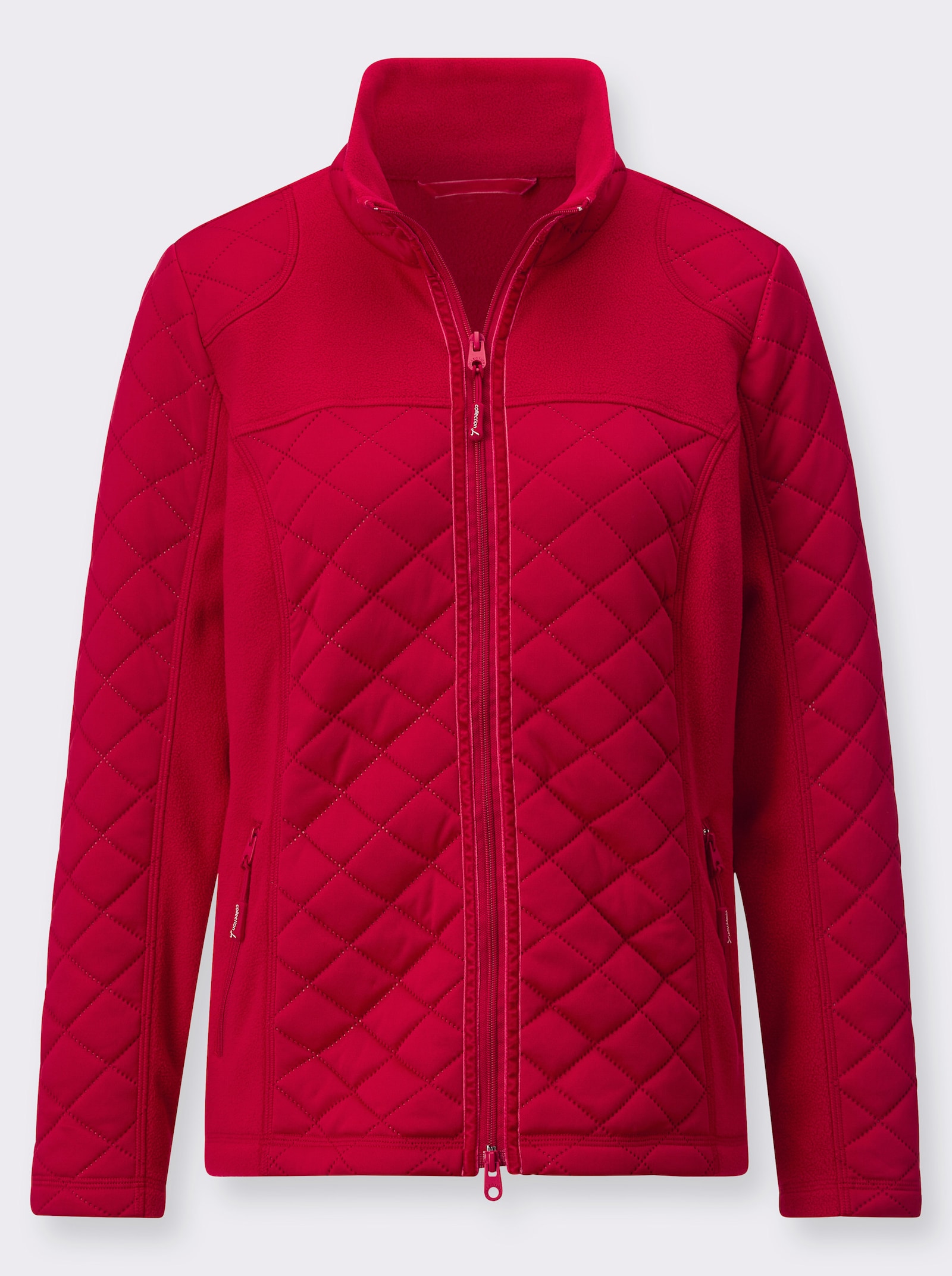 Fleecová bunda s kapsami na zip - červená