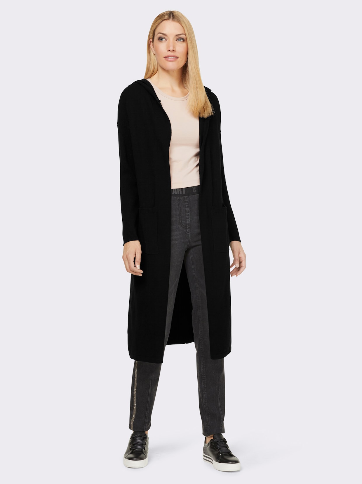 heine Lang gebreid vest - zwart