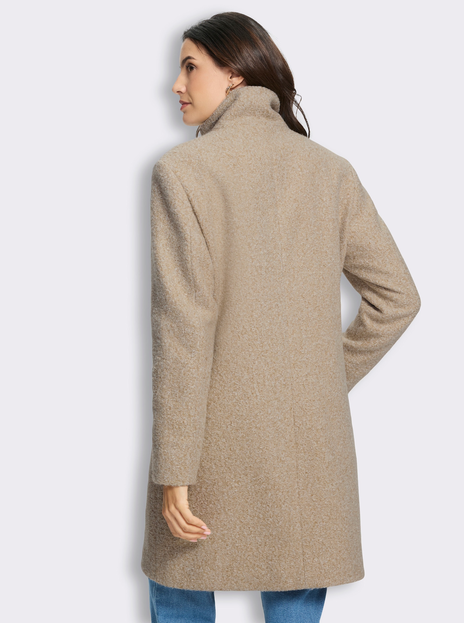 Kurzmantel aus flauschigem Bouclé - sesam-meliert