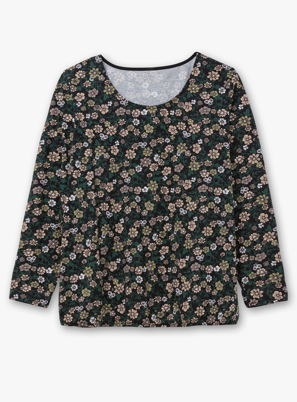 Langarmshirt - schwarz-schilf-bedruckt