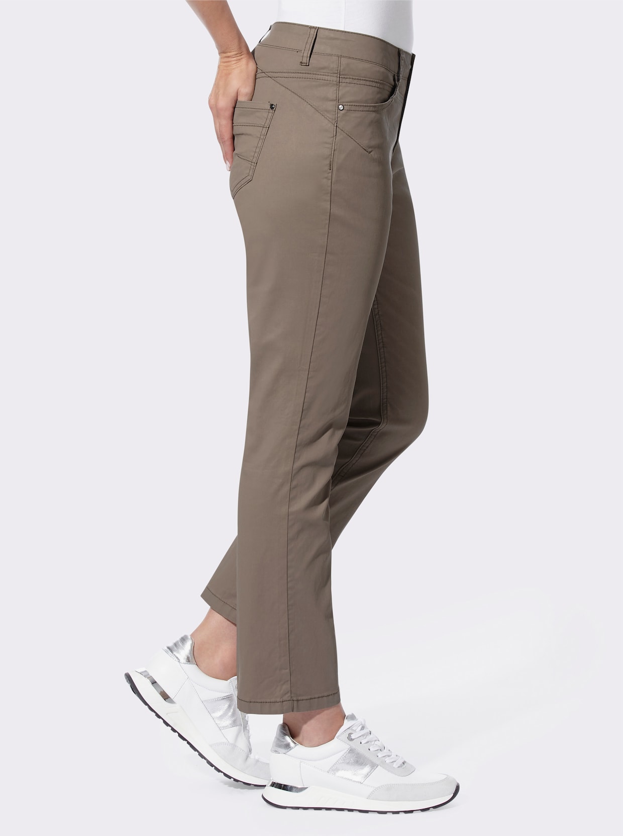 heine Pantalon 7/8 en mélange de coton et lyocell - beige