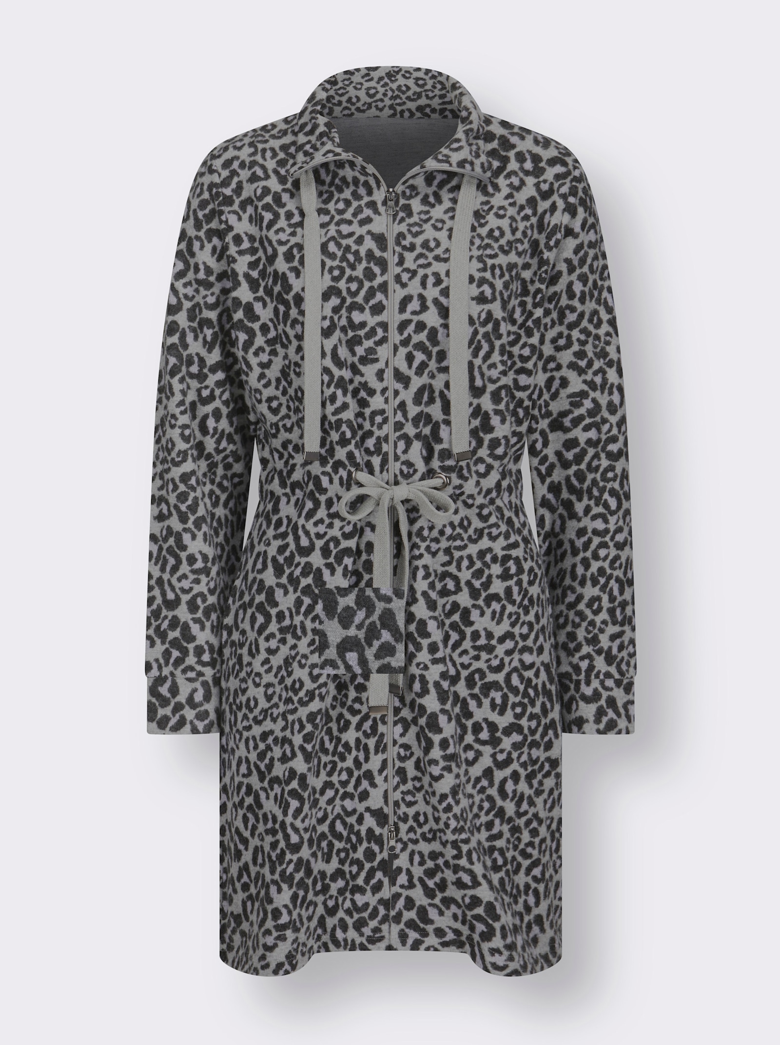 Comodo Lange jas - grijs gemêleerd/zwart gedessineerd