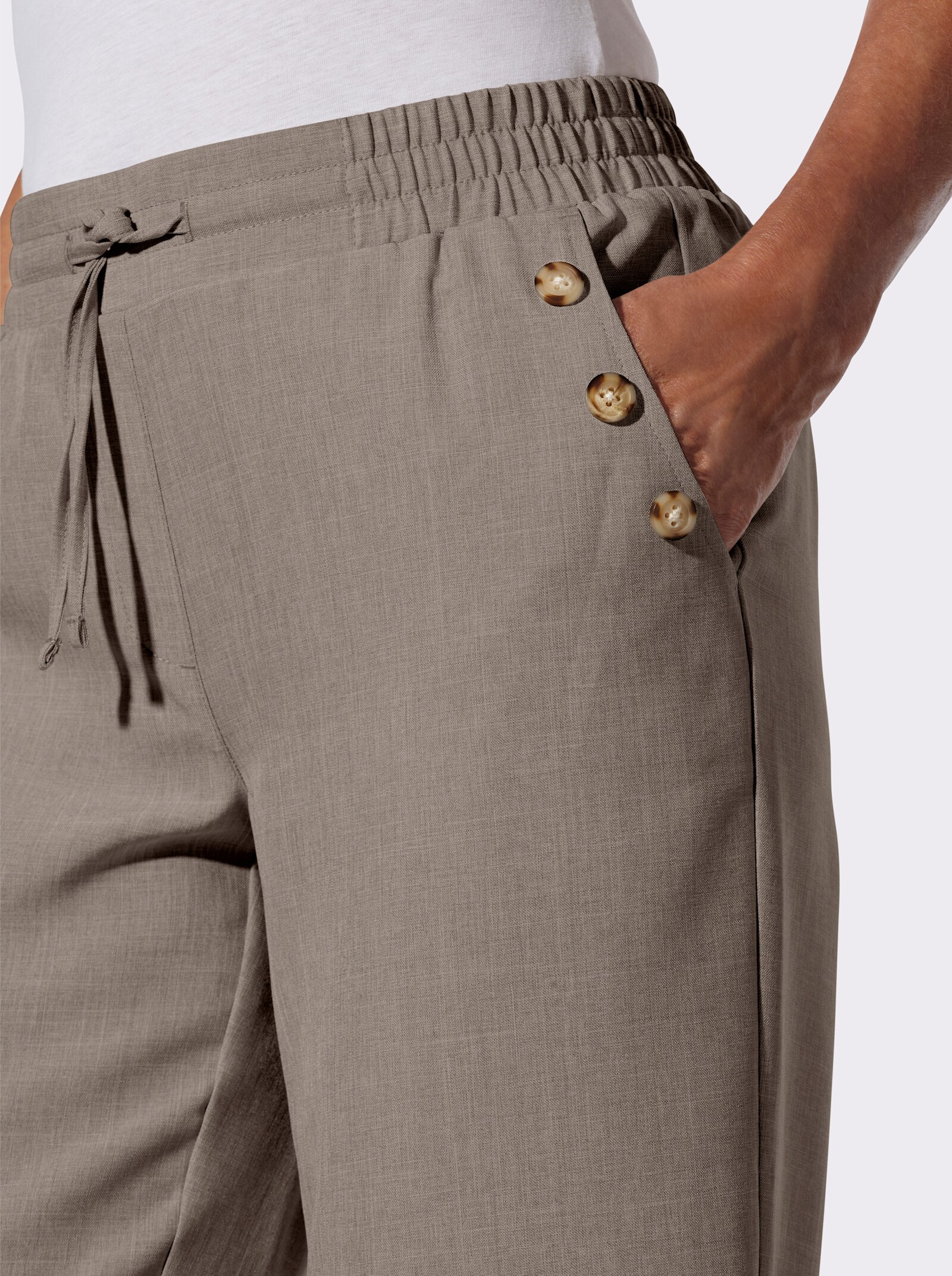 Culotte mit Knöpfen in Holz-Optik - taupe