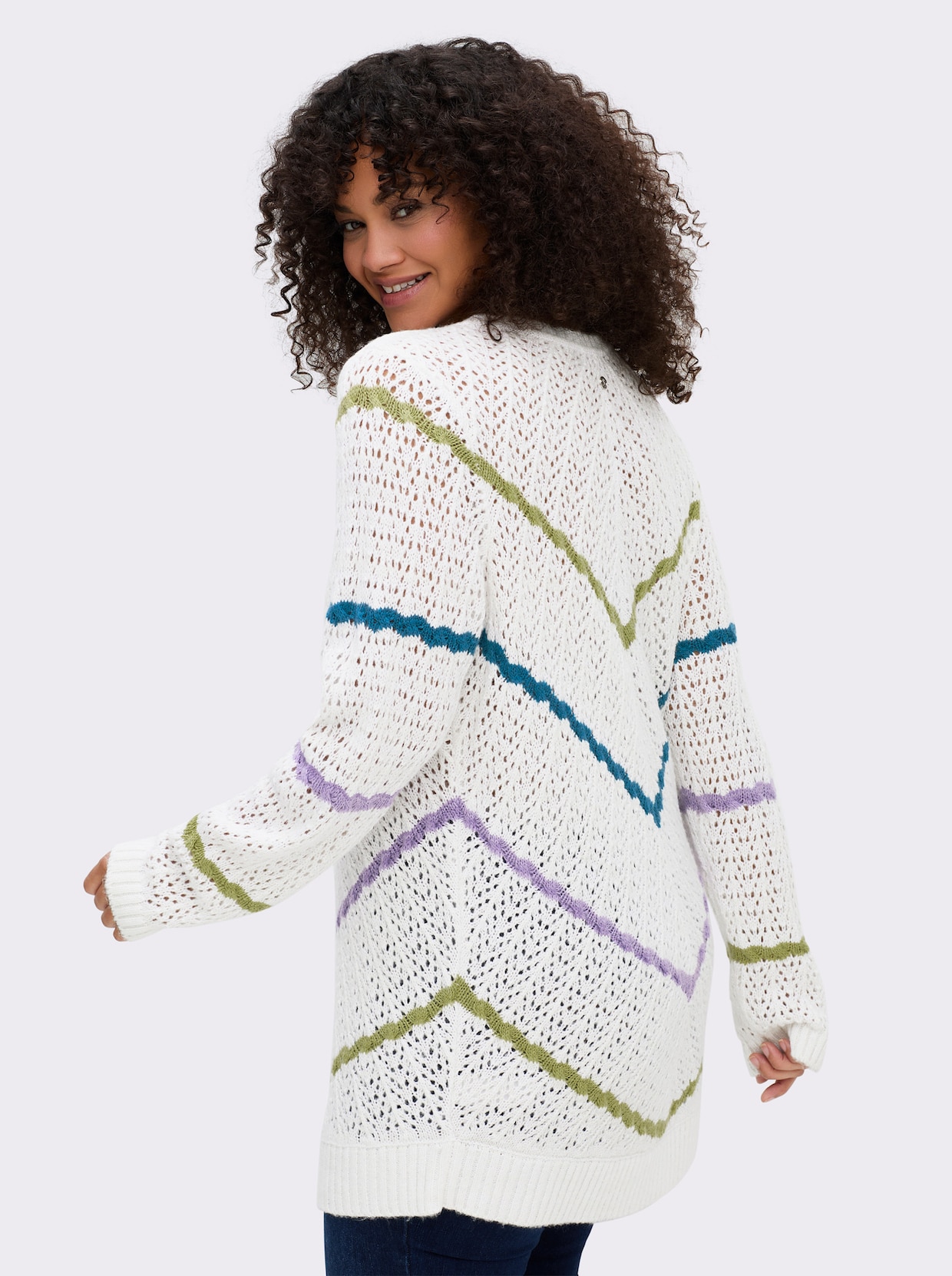 sheego Ajourpullover - ecru-gemustert