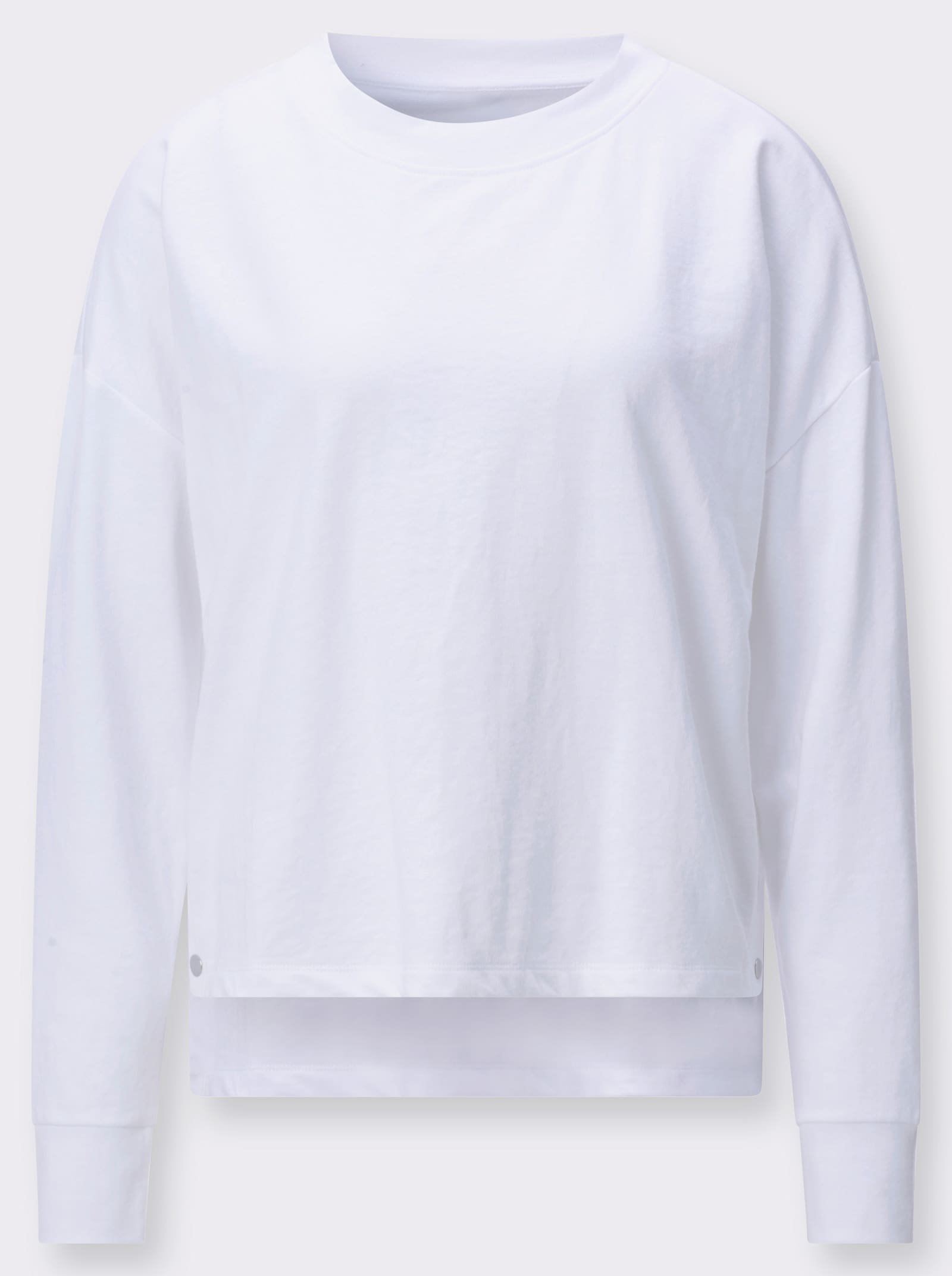 Sweatshirt mit seitlicher Druckknopfleiste - weiß