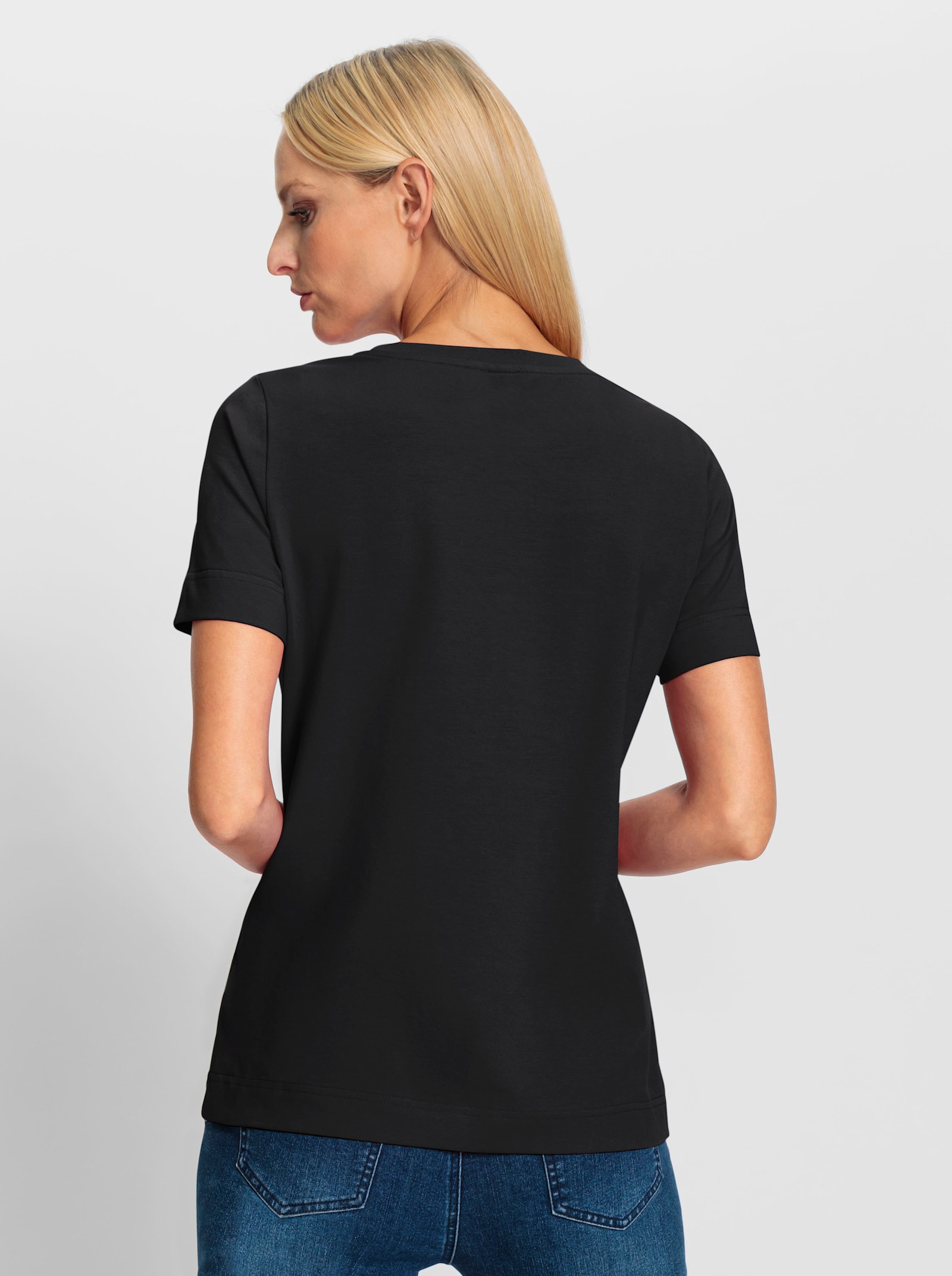 heine Rundhalsshirt leicht tailliert - schwarz