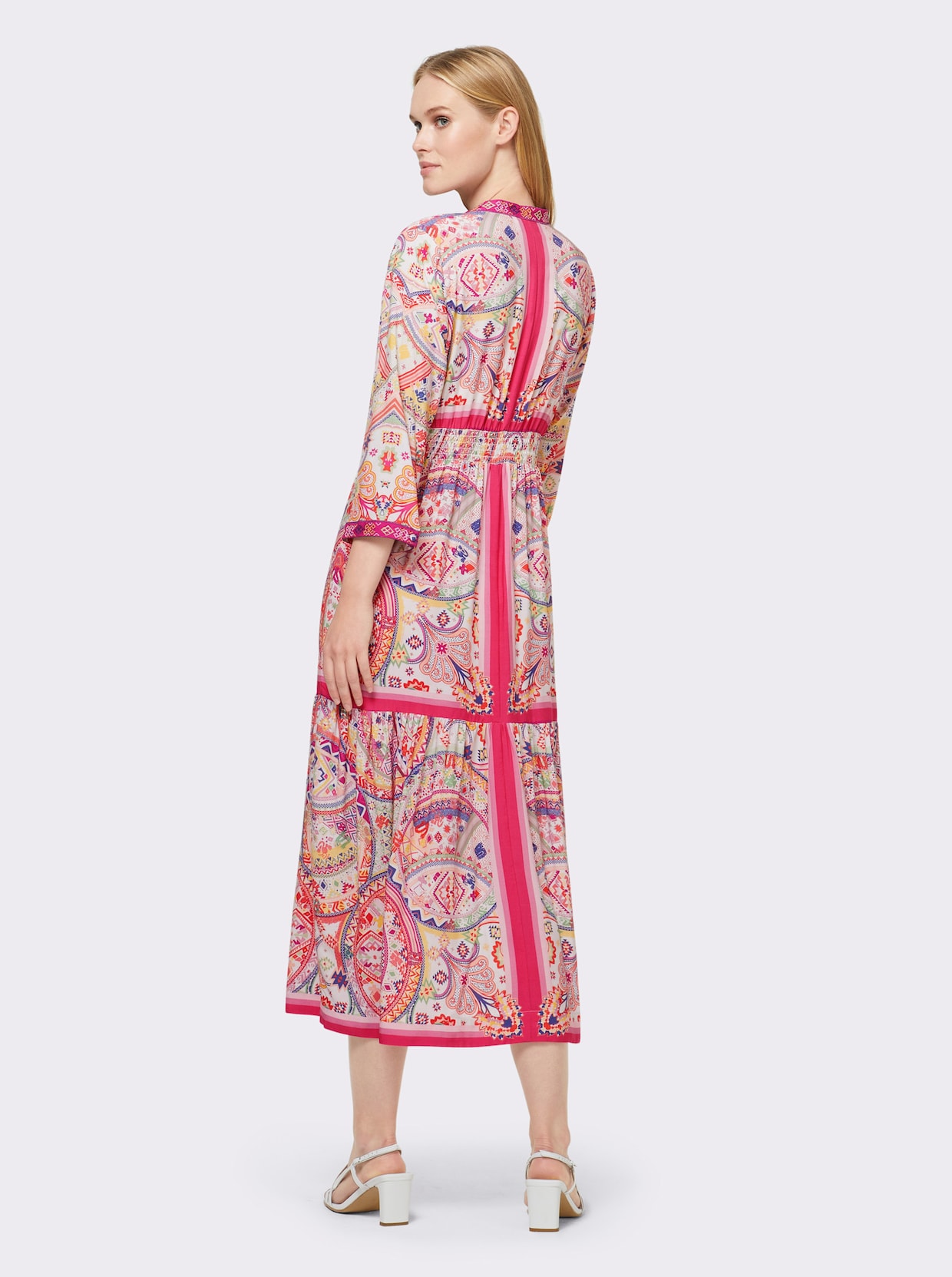 heine Jurk met print - ecru/fuchsia geprint