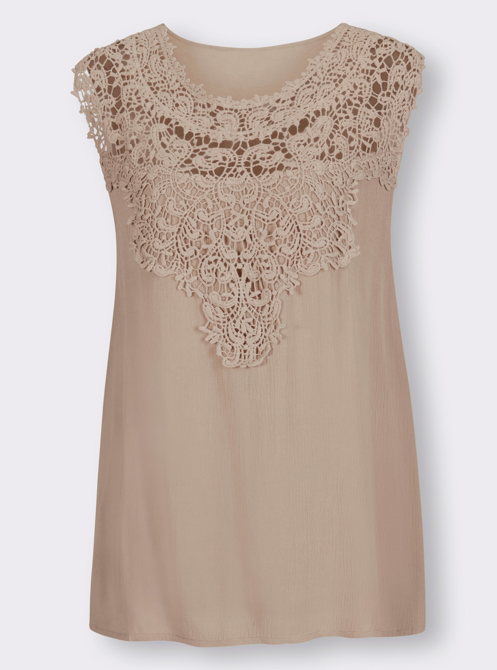 heine Spitzentop in Crinkle-Optik - sesam