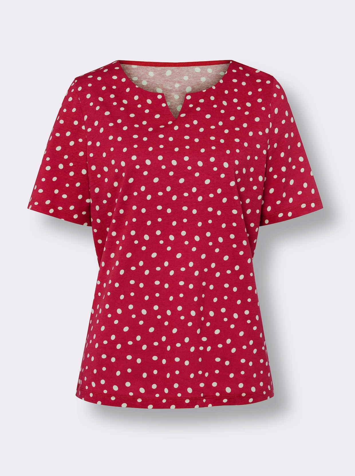 Tričko s krátkymi rukávmi - červené, bielobodkované
