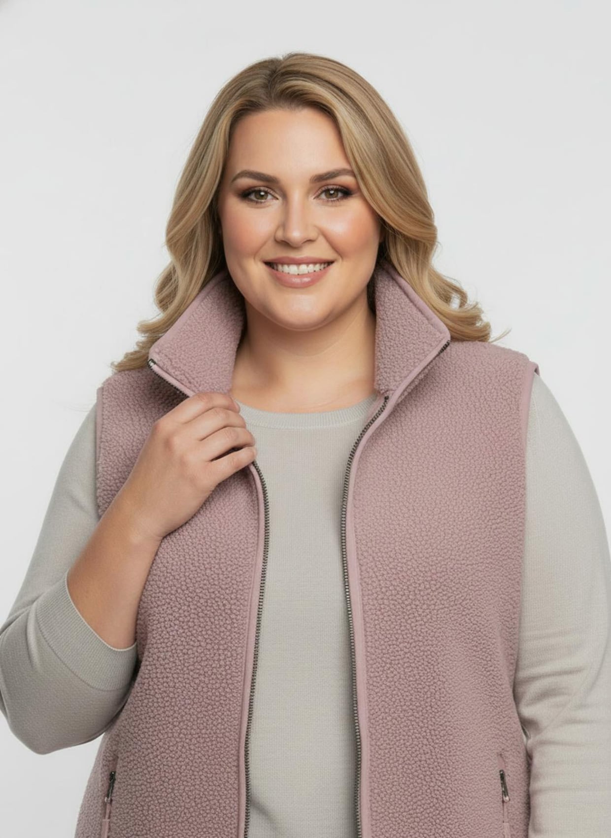 Fleeceweste mit Antipilling-Ausrüstung - mauve