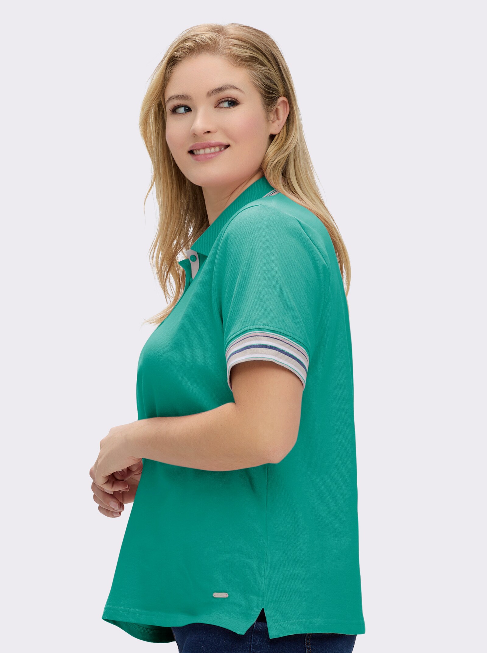 Poloshirt in Pikee-Qualität - smaragd