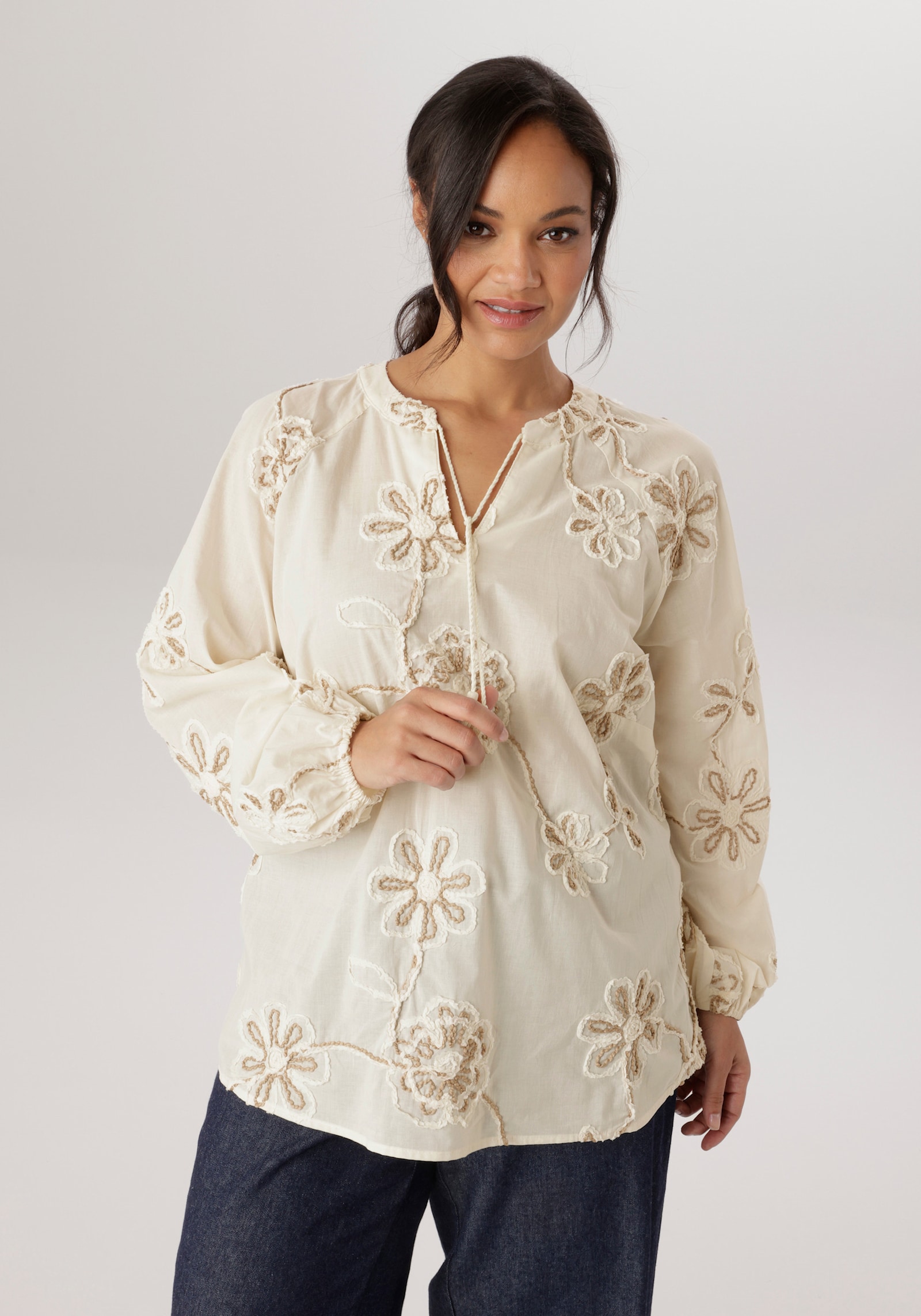 Aniston PLUS Schlupfbluse - natur - braun