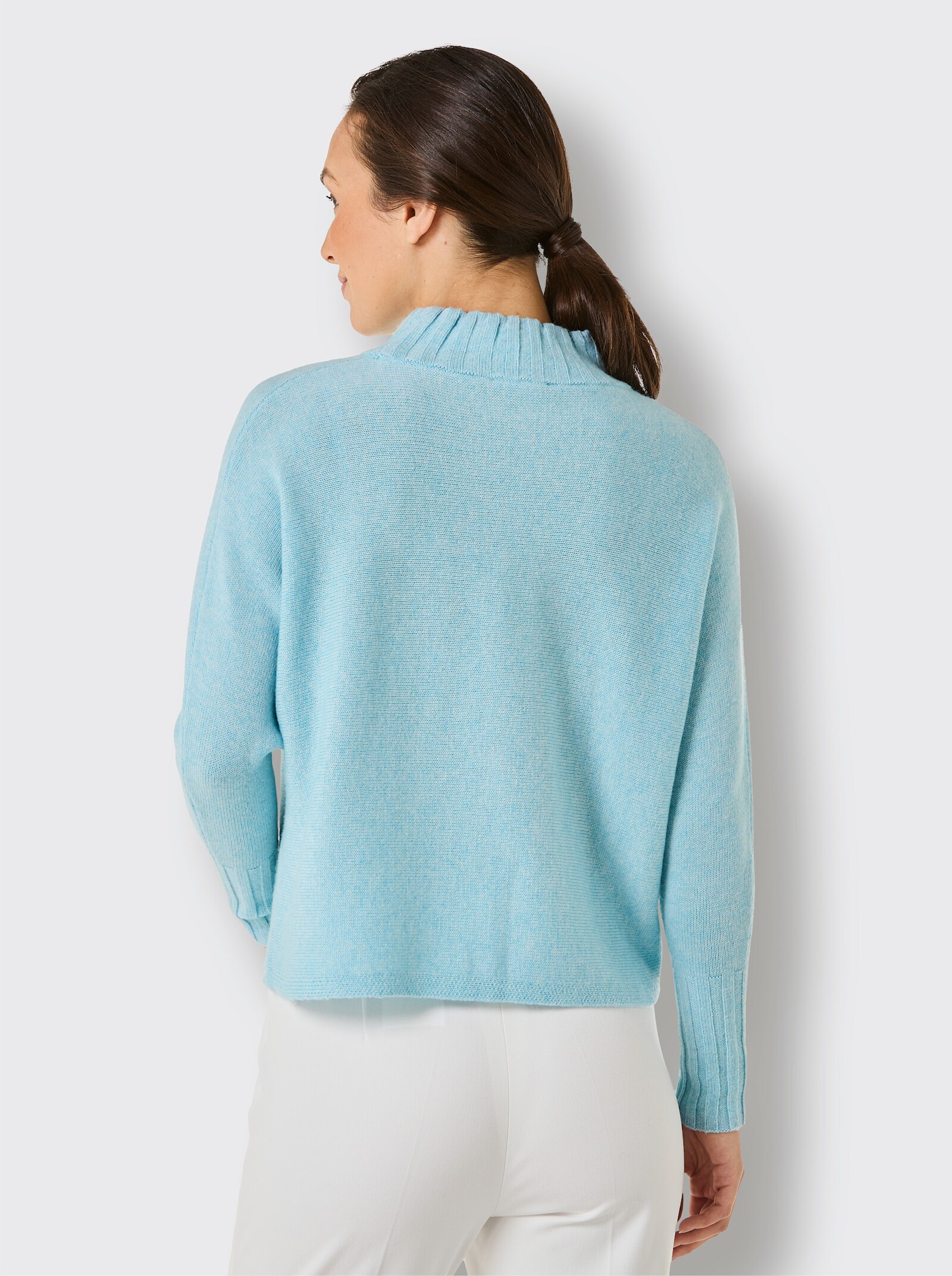 CREATION L PREMIUM Wollpullover mit Kaschmir - aquamarin-meliert