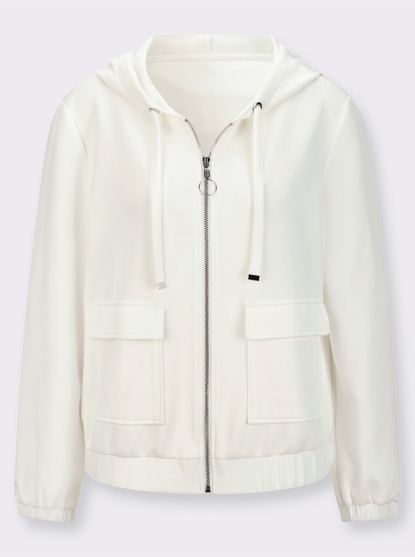 Sweatjacke mit Kapuze - ecru