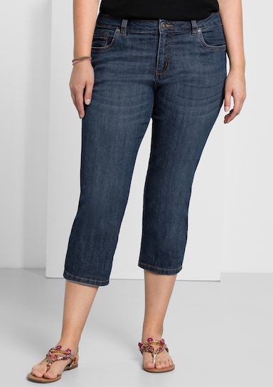 sheego Caprijeans - dark blue denim