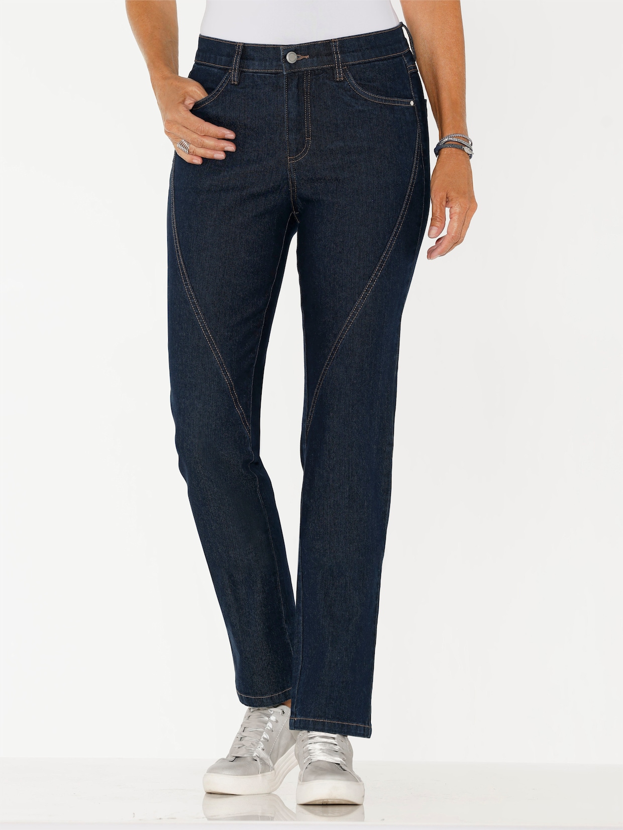 Jeans mit Ziernähten vorne - dark blue