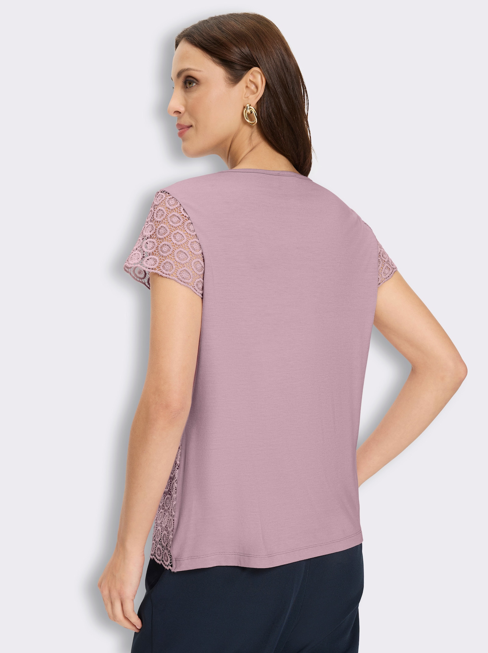 Spitzenshirt im Viskose-Mix - rosé