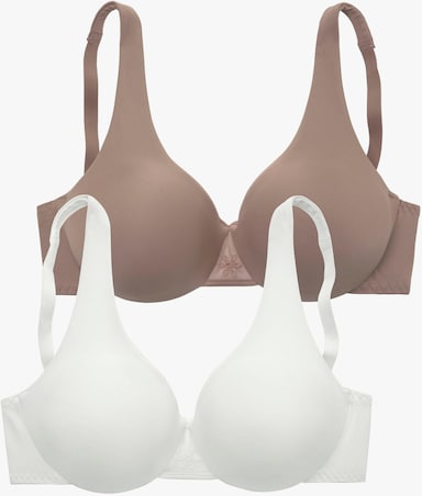 Nuance by Lascana T-Shirt-BH - nougat+weiß