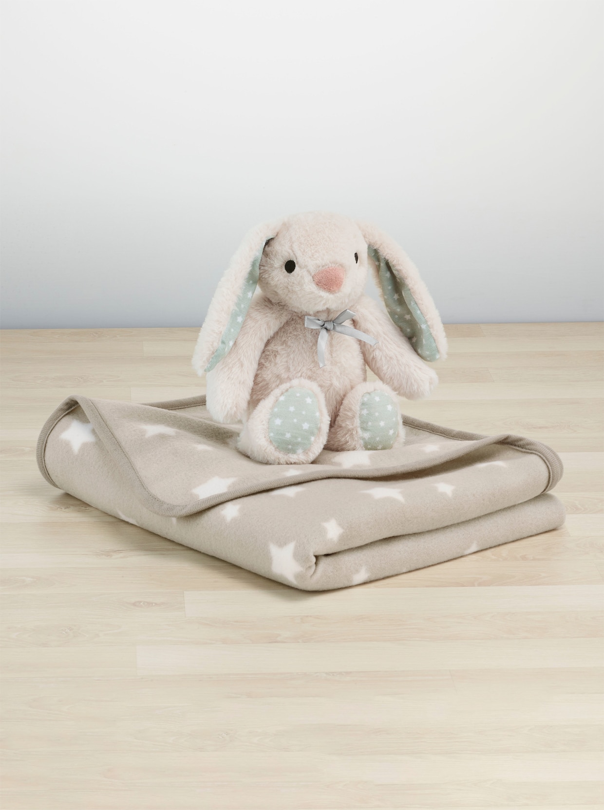 Decke mit Hase - beige