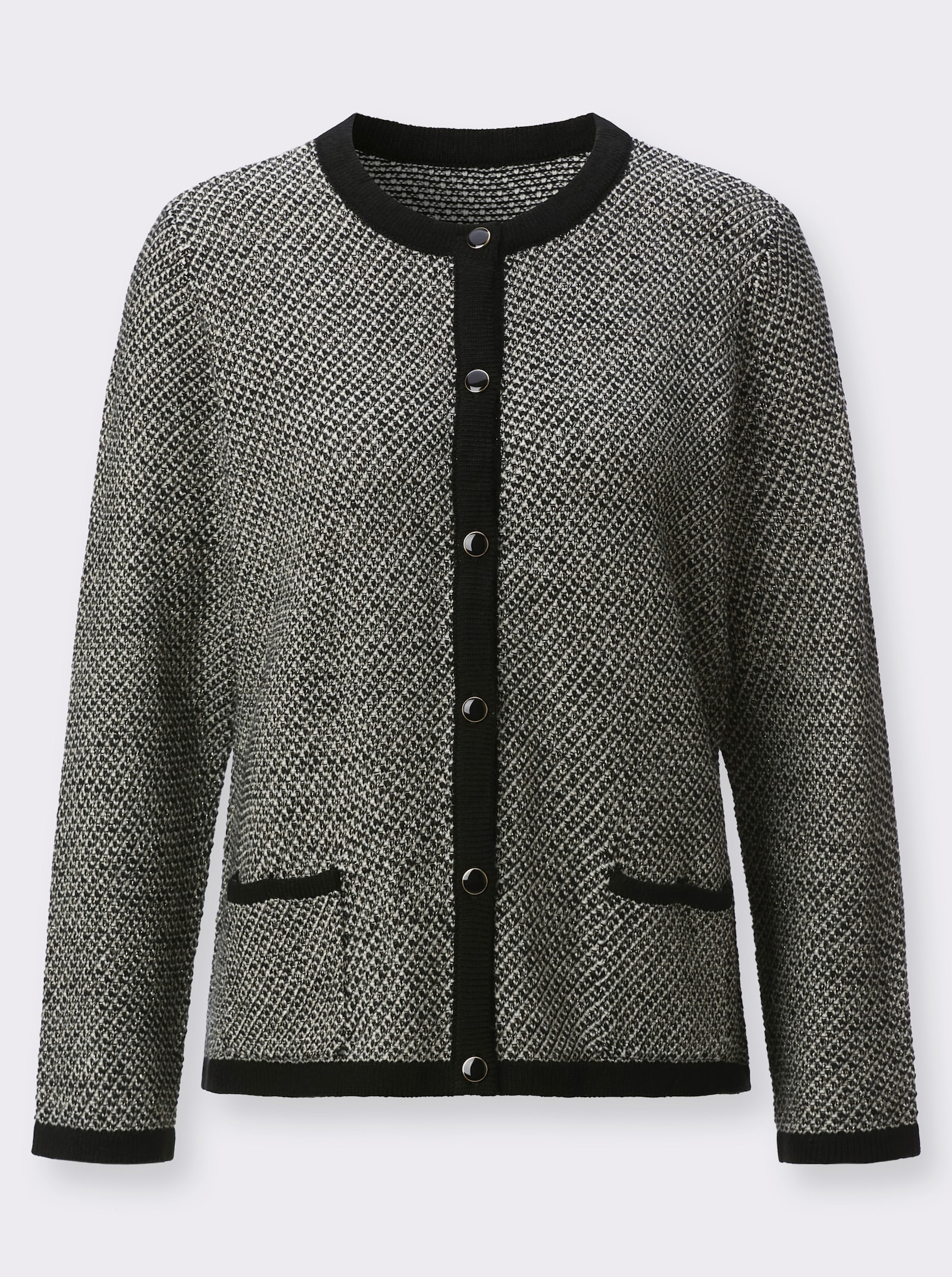Strickjacke mit Jacquard-Muster - schwarz-champagner-gemustert