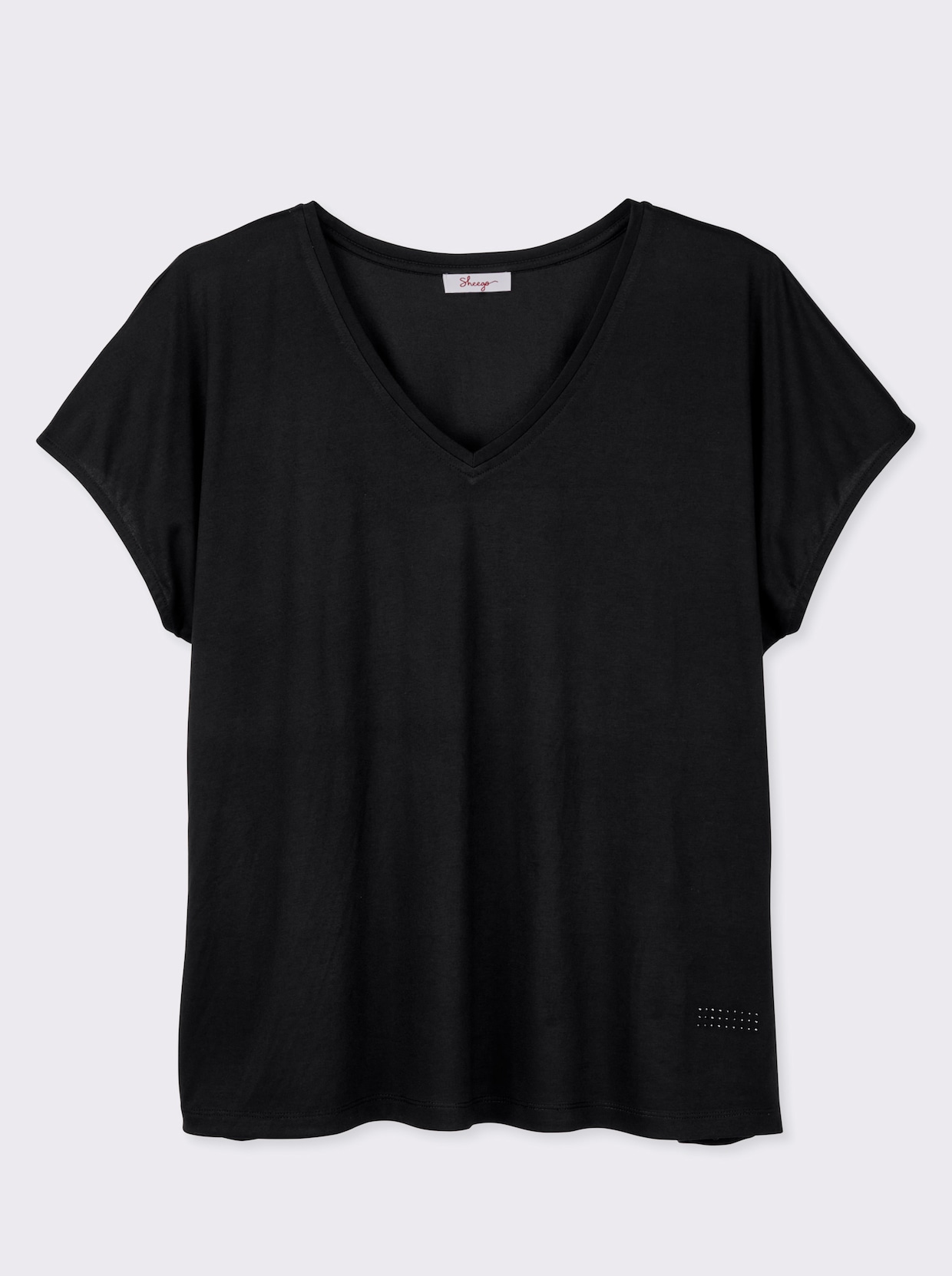 sheego V-Shirt mit Strass-Detail - schwarz