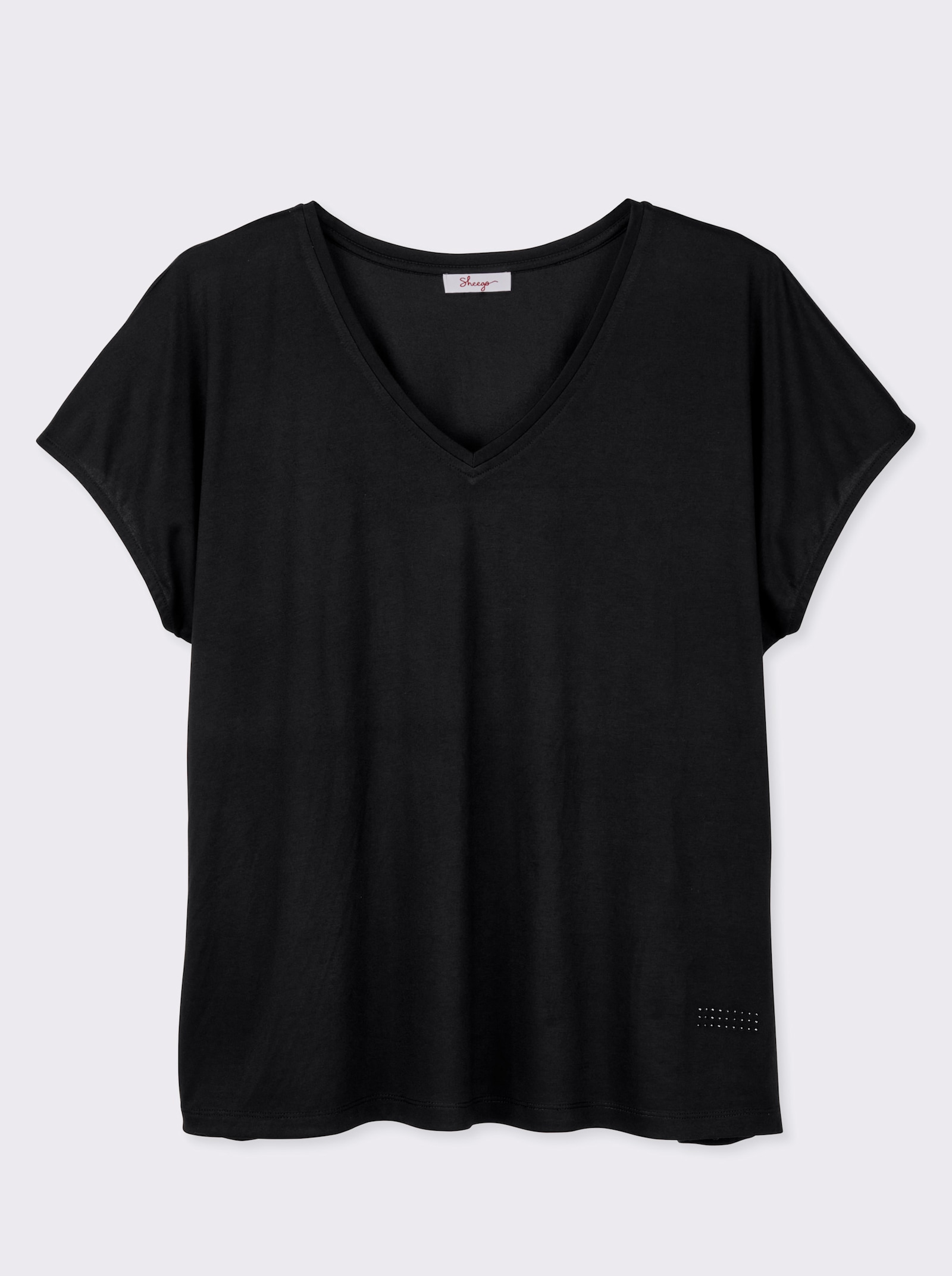 sheego V-Shirt mit Strass-Detail - schwarz