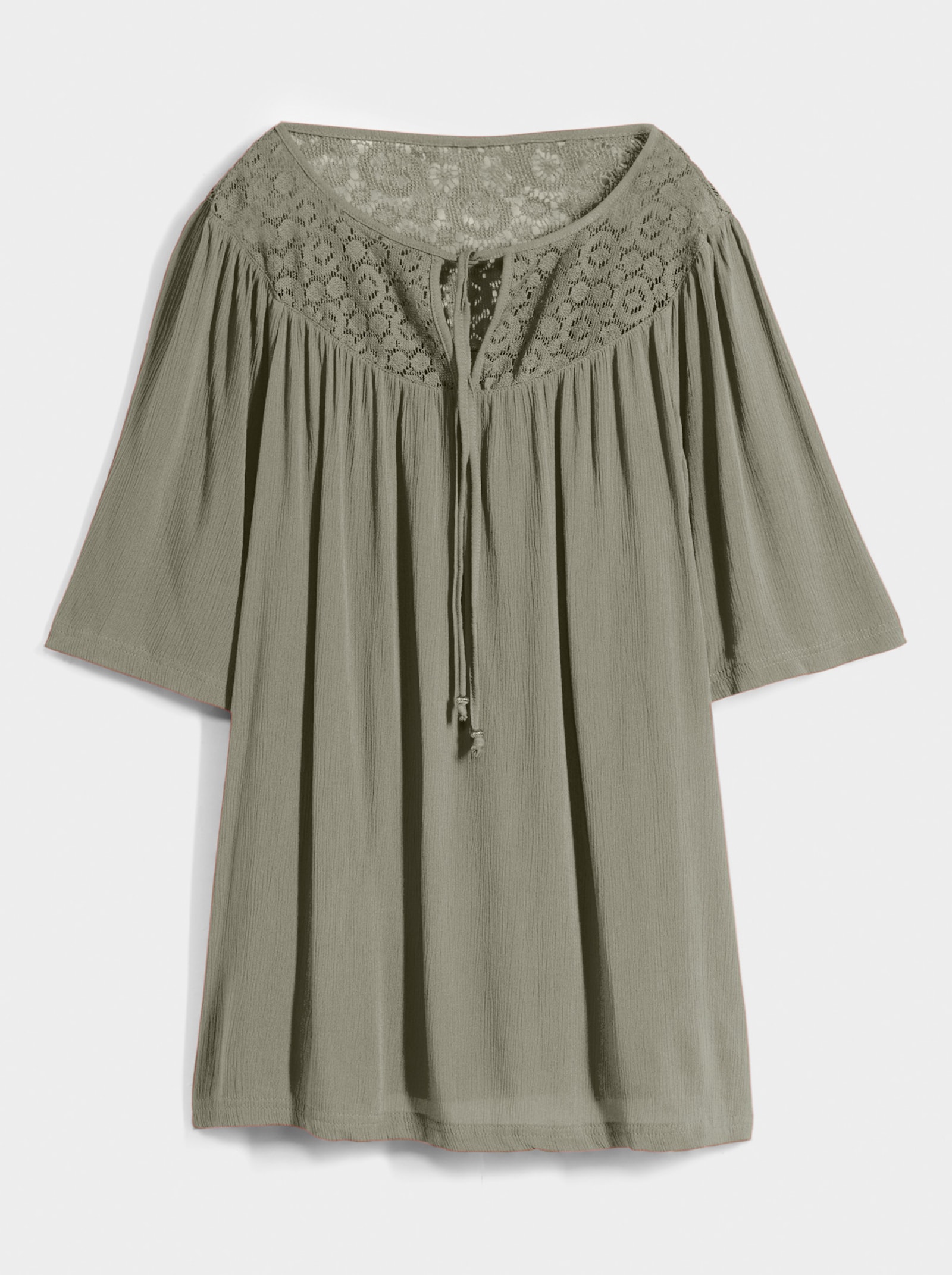 Tunika mit Häkel-Spitze - khaki