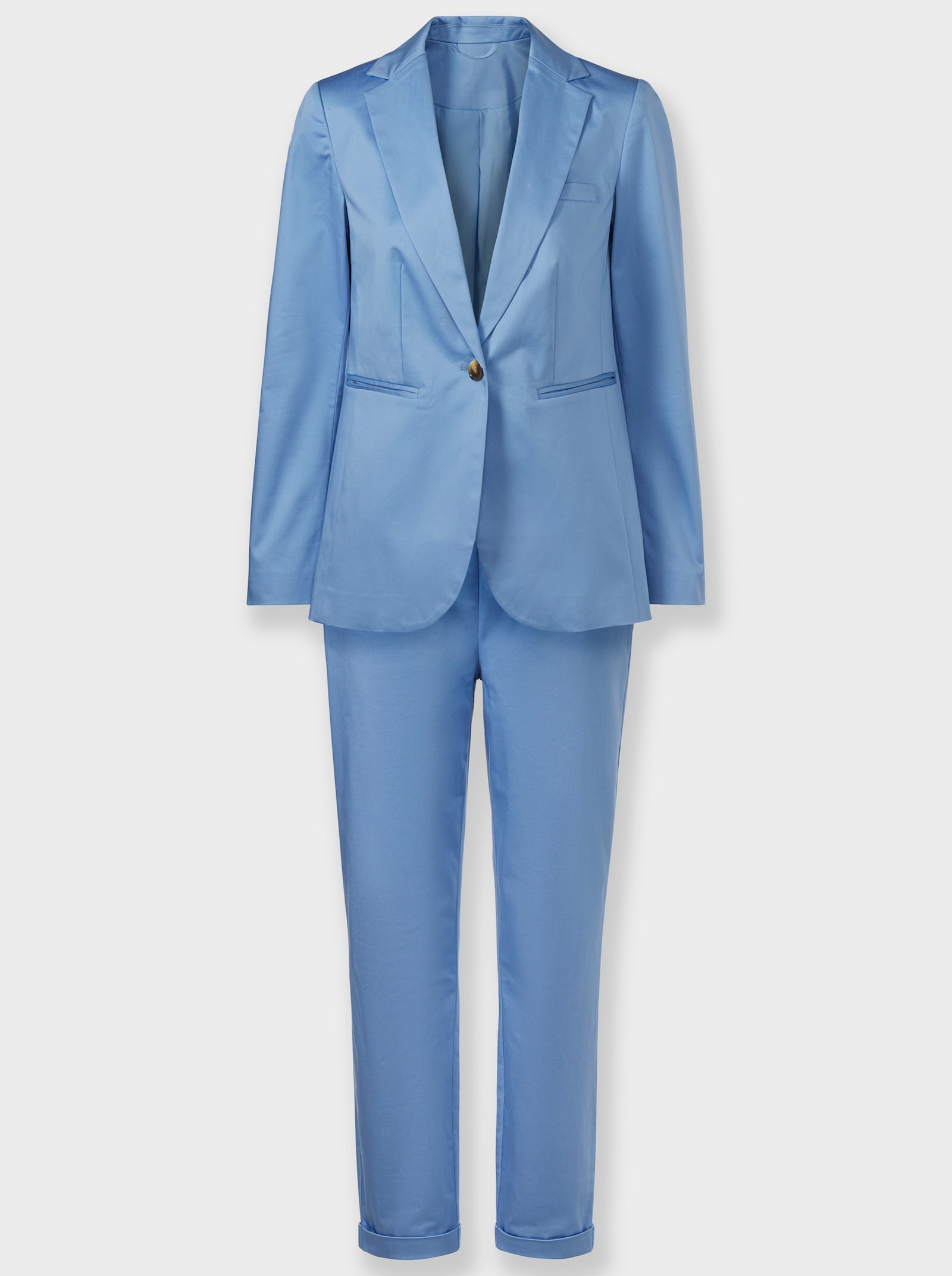 heine Hosenanzug aus leicht glänzendem Baumwoll-Stretch - himmelblau