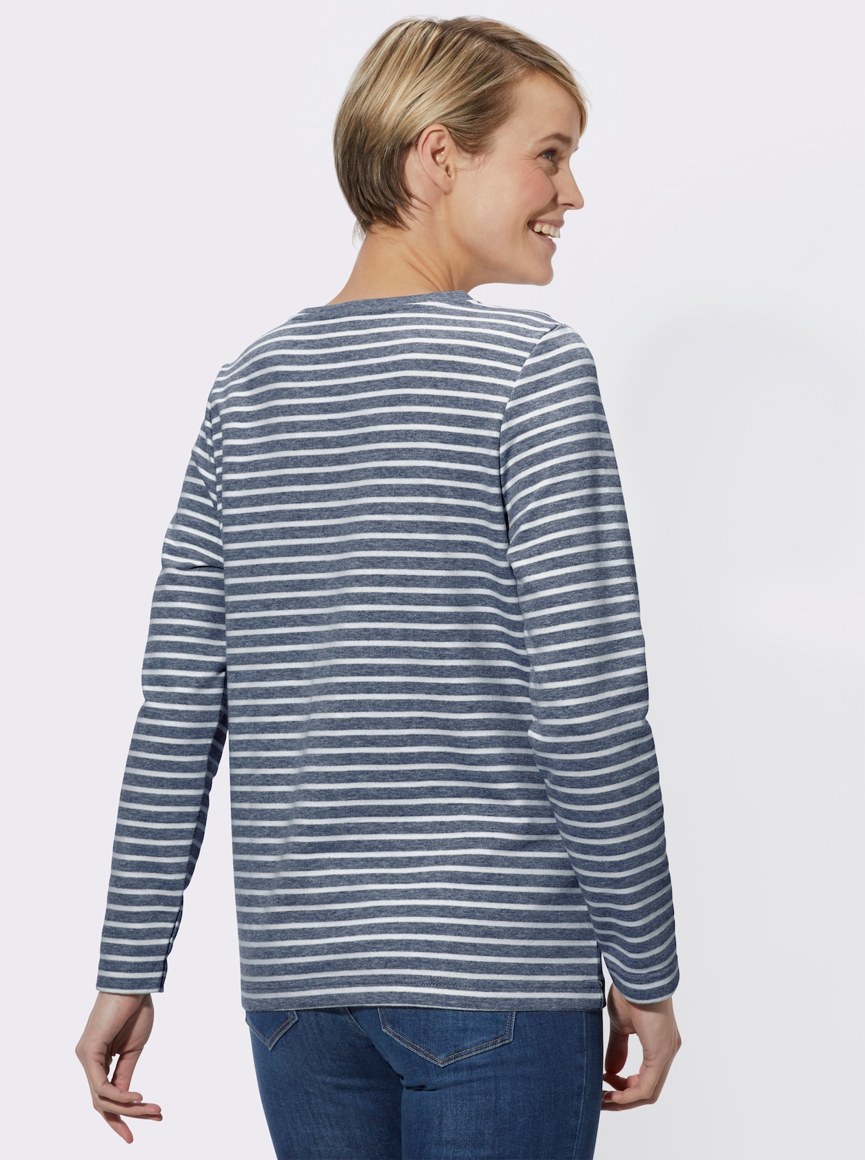 Shirt met lange mouwen - jeansblauw gestreept