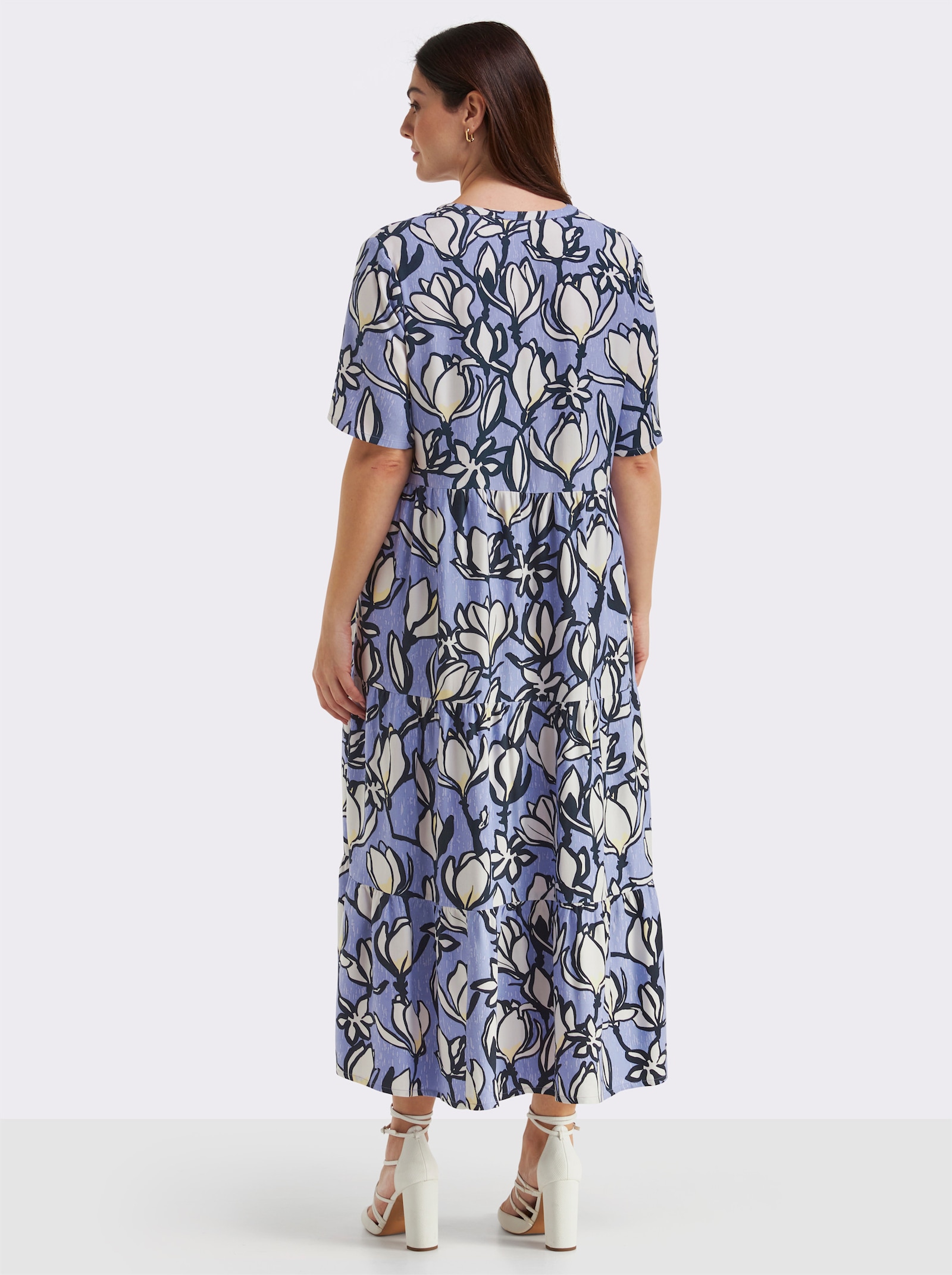 sheego A-Linien-Kleid mit Volants - flieder-ecru-bedruckt