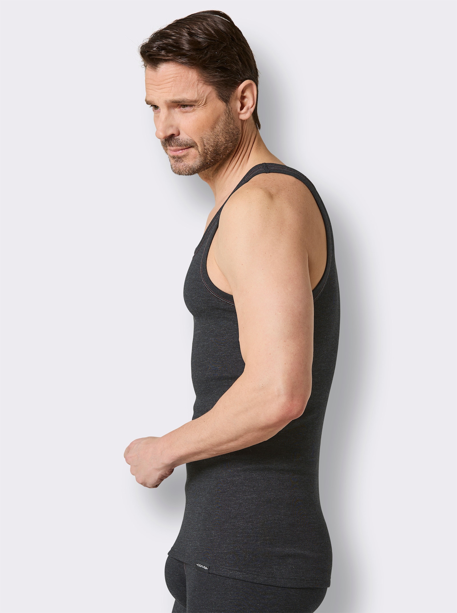 conta Unterhemd - anthrazit-geringelt