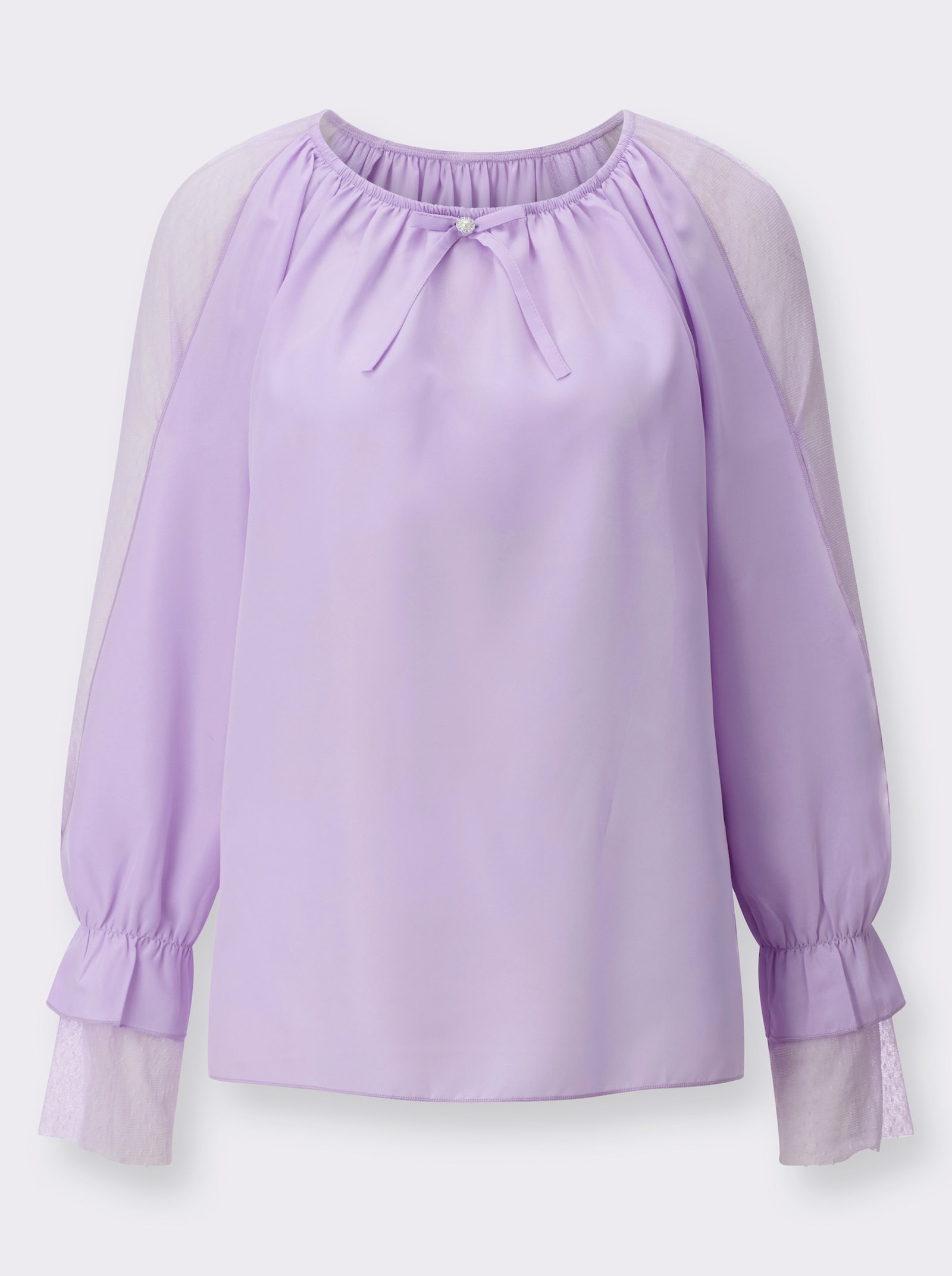 Schlupfbluse mit Spitze - flieder