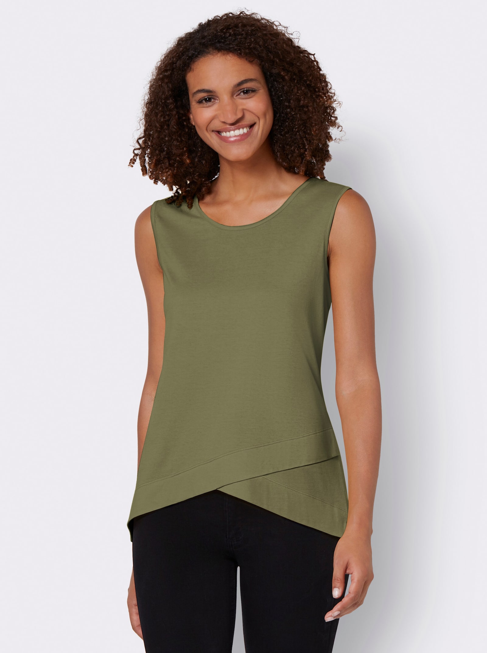 Shirttop mit hinten längerem Saum - khaki