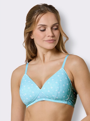 Schalen-BH ohne Bügel mit wattierten Komfortträgern - mint-weiß