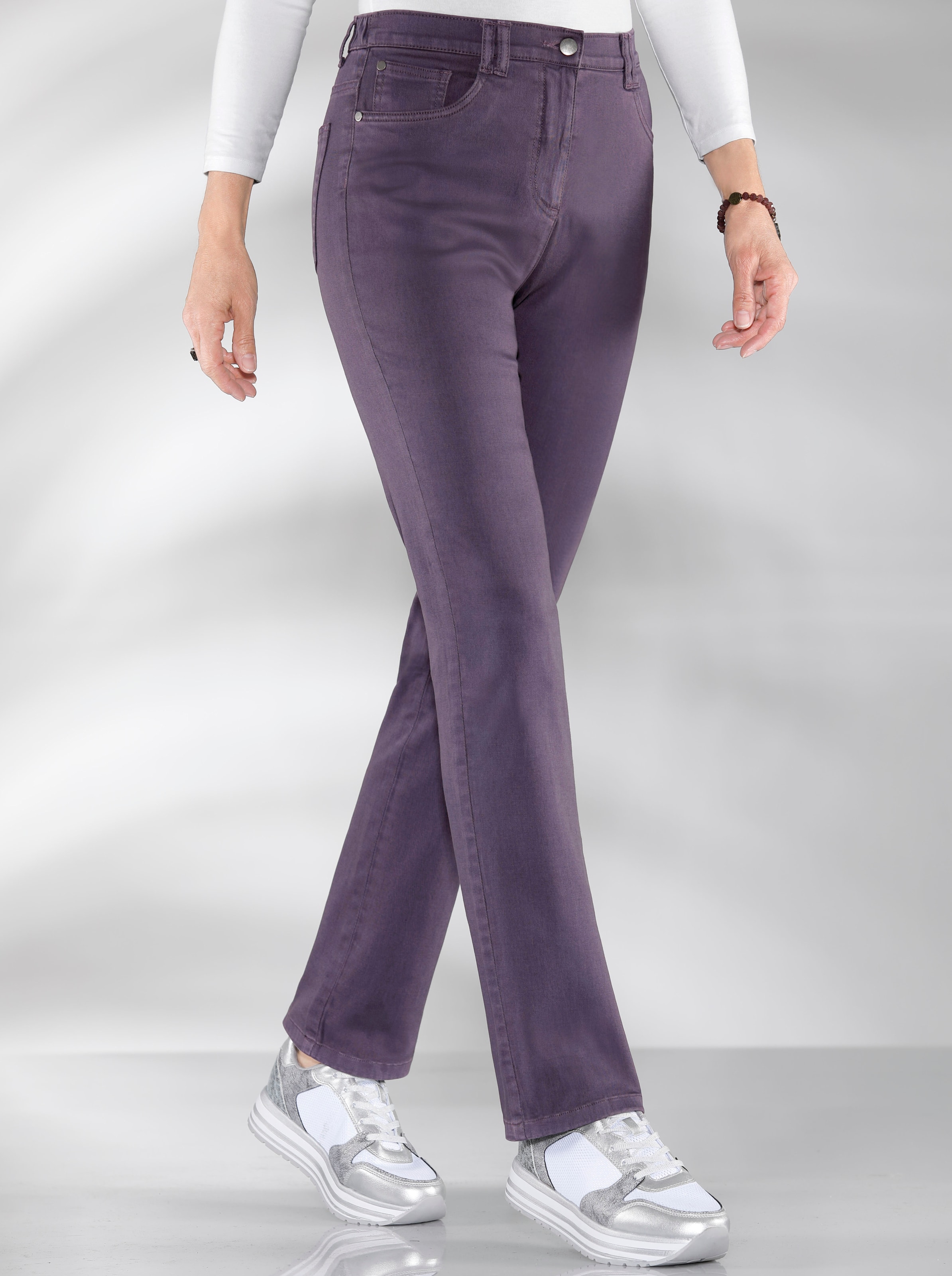 Witt Damen Stretch-Hose mit Nieten an den Taschen, lavendel