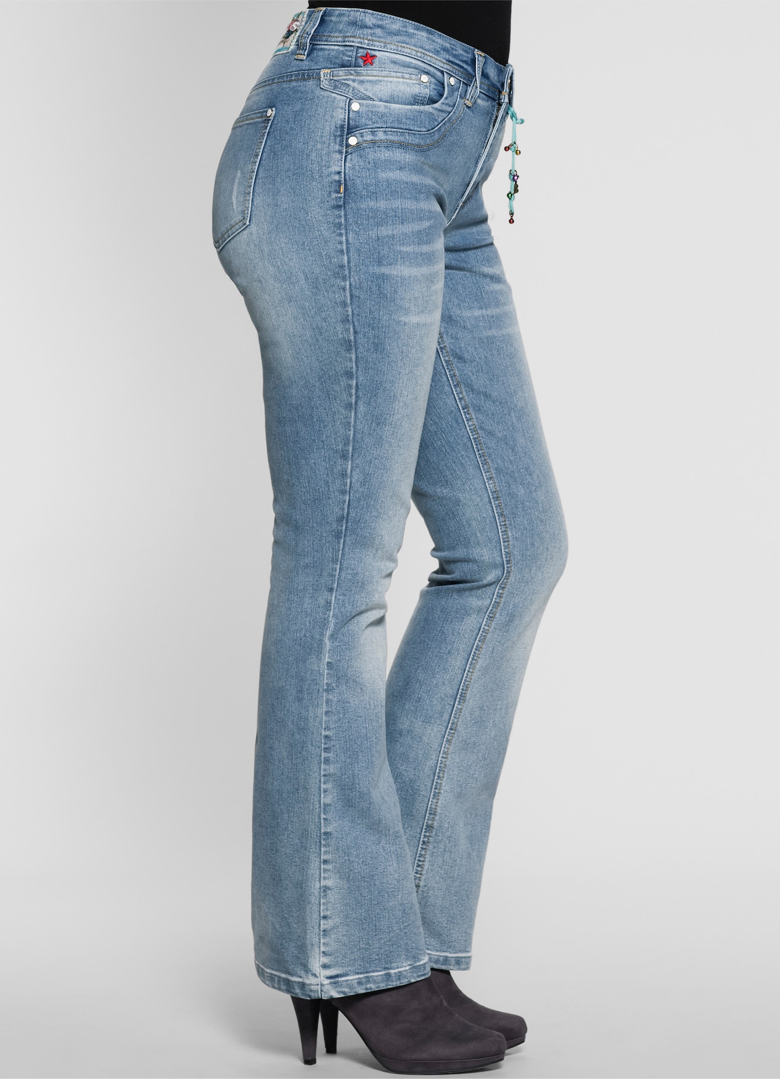 sheego by Joe Browns Bootcut jeans in used-look - light blue-denim