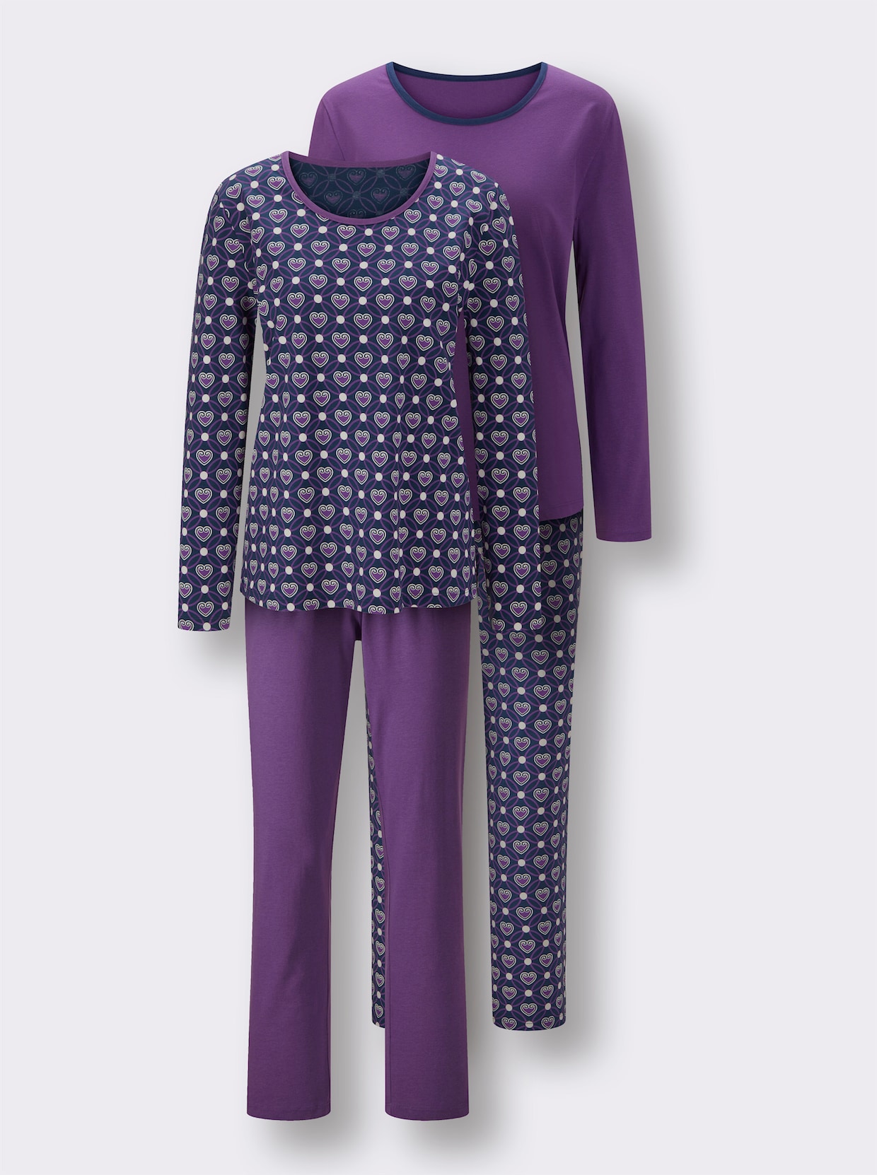 wäschepur Schlafanzüge - lila-dunkelblau-bedruckt