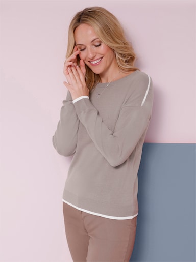 Langarm-Pullover - taupe-ecru