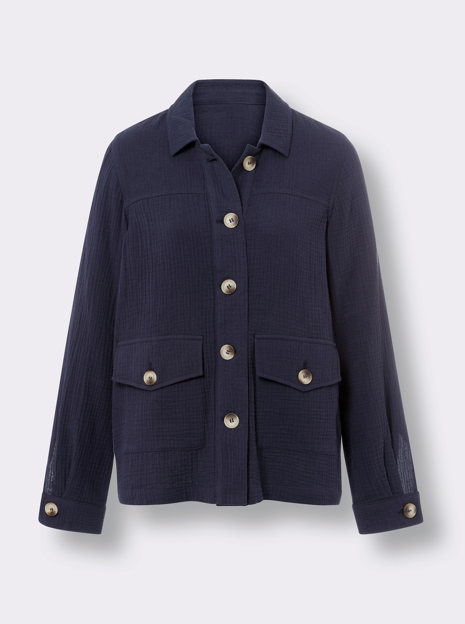 heine Blusenjacke mit Knöpfen in Horn-Optik - marine