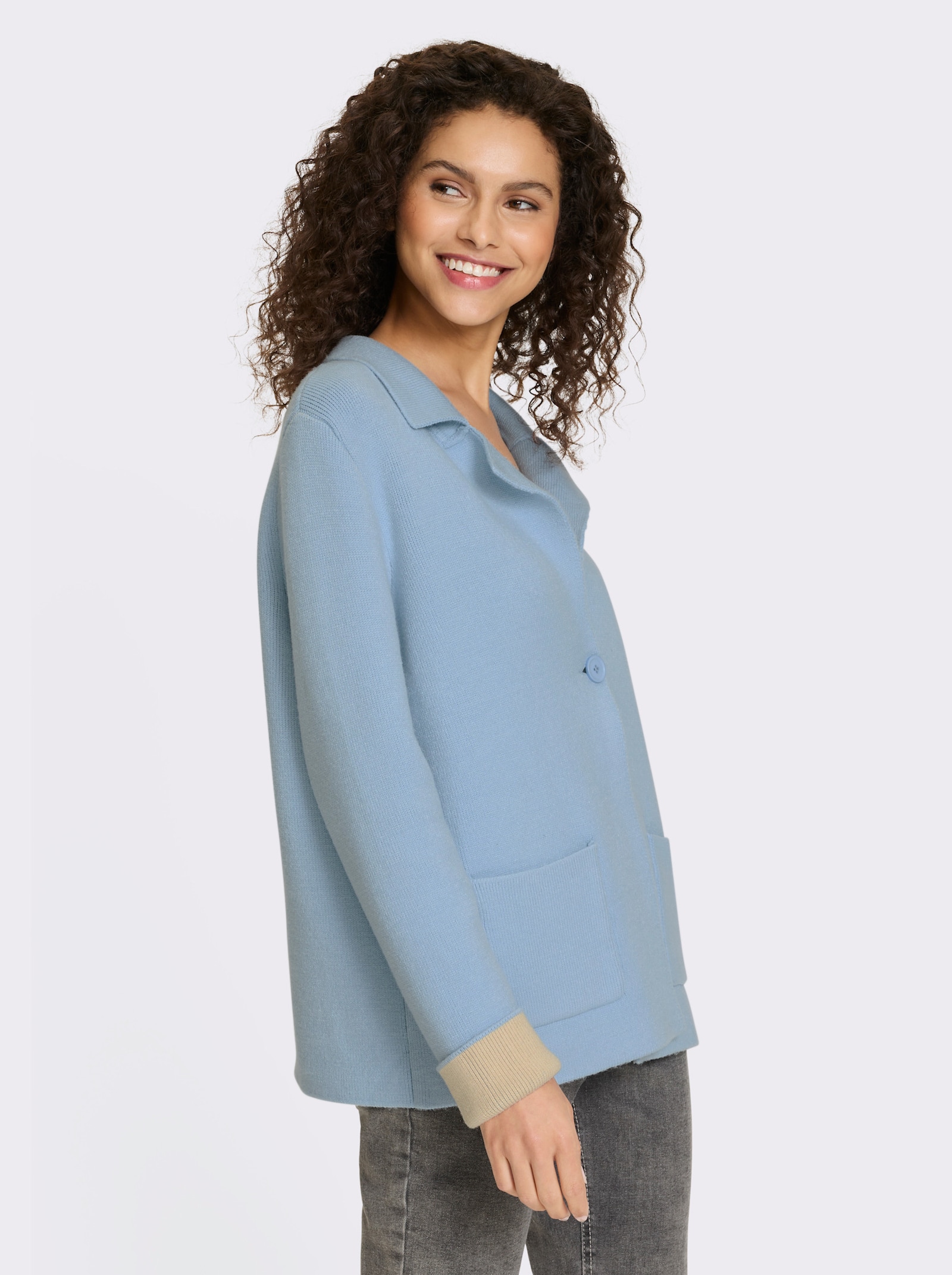 heine Cardigan in Two-tone-Optik - eisblau