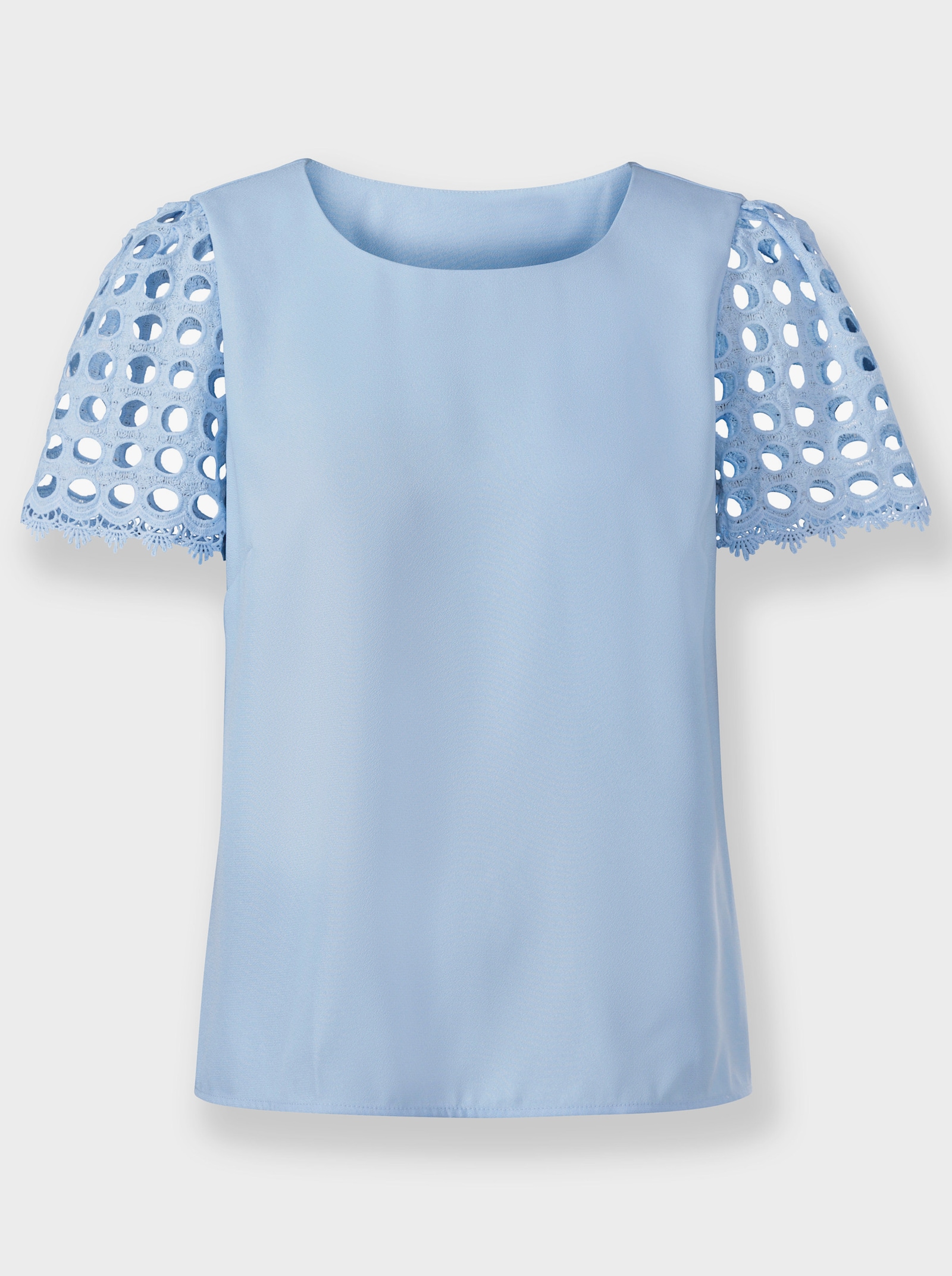 heine Schlupfbluse mit Ärmeln aus Spitze - eisblau
