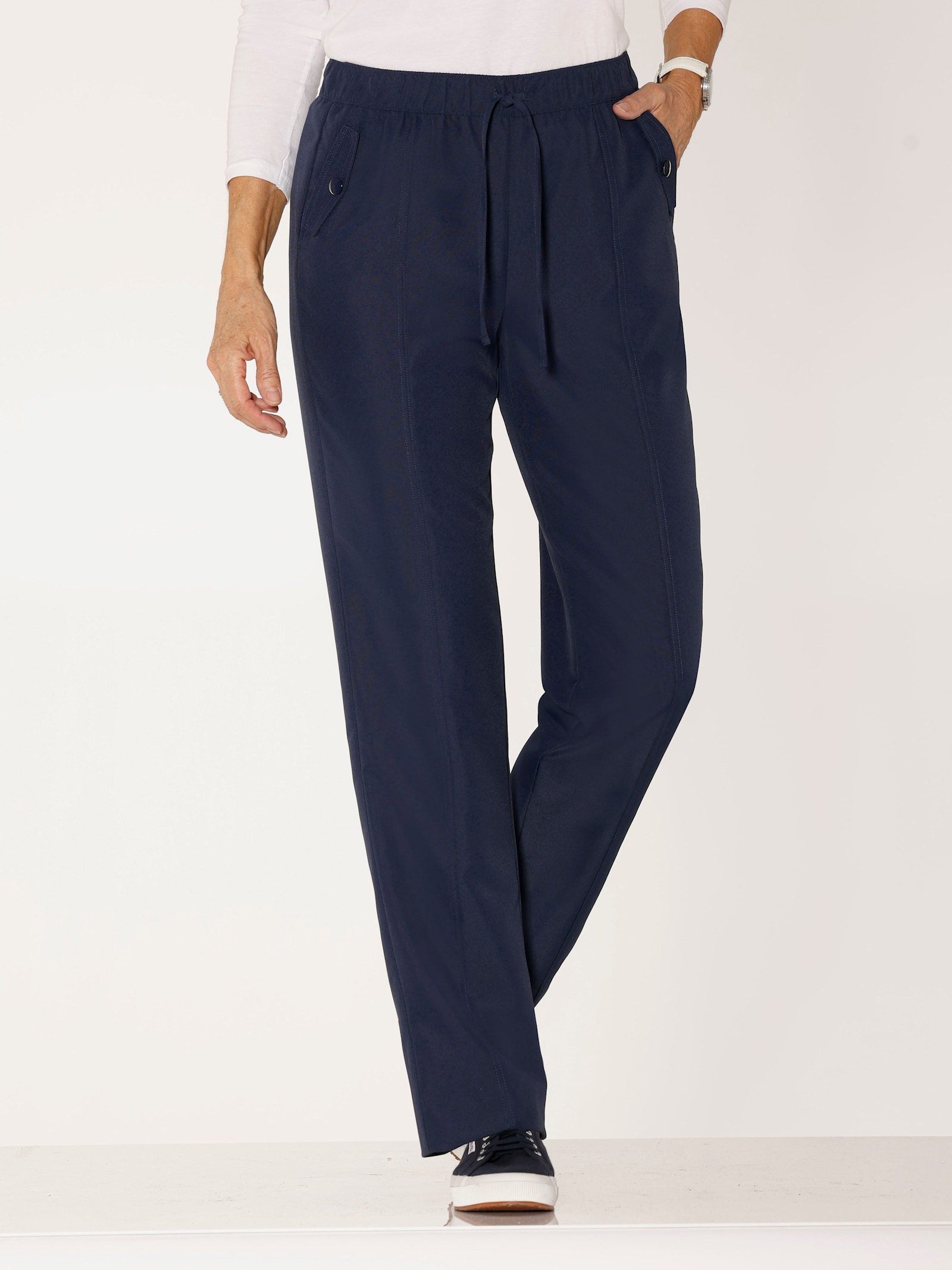 Schlupfhose mit Zierpatten an den Taschen - marine