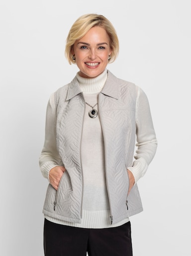 Steppweste mit Reißverschluss-Taschen - hellgrau