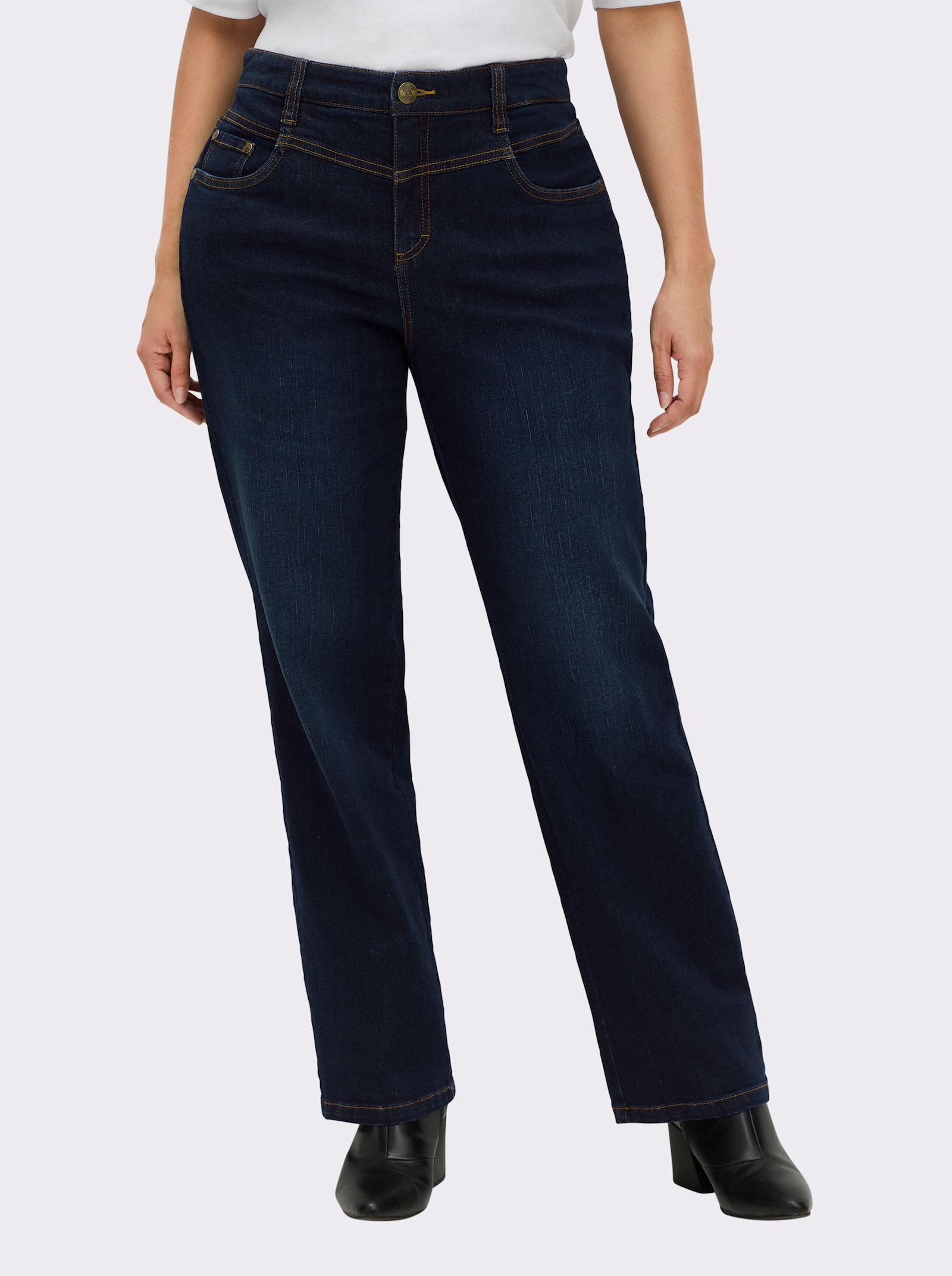 sheego 5-pocketjeans met rechte pijpen - dark-blue