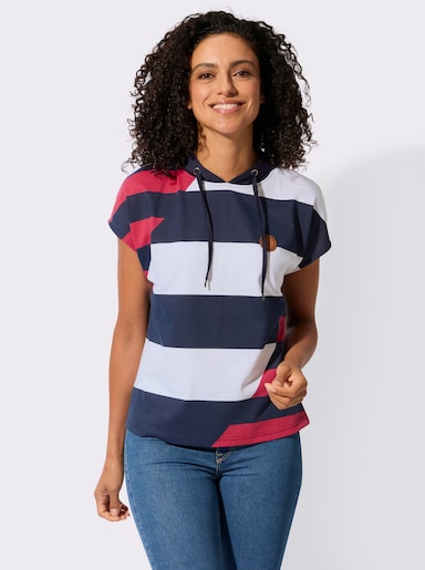 Kapuzenshirt - marine-weiß-gemustert