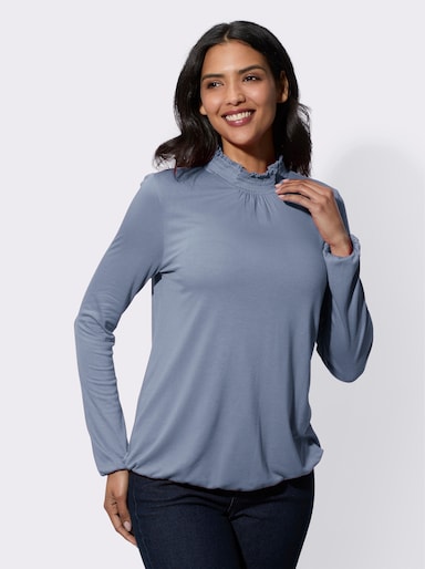 Stehkragenshirt - taubenblau