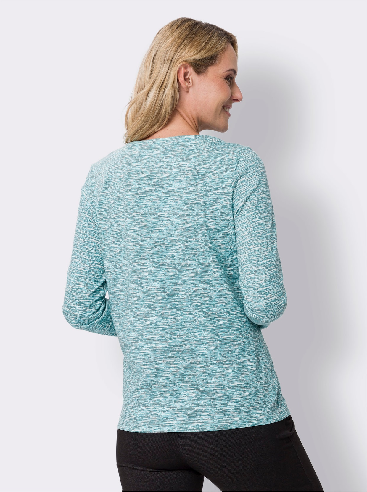 Shirt met lange mouwen - oceaan/ecru bedrukt
