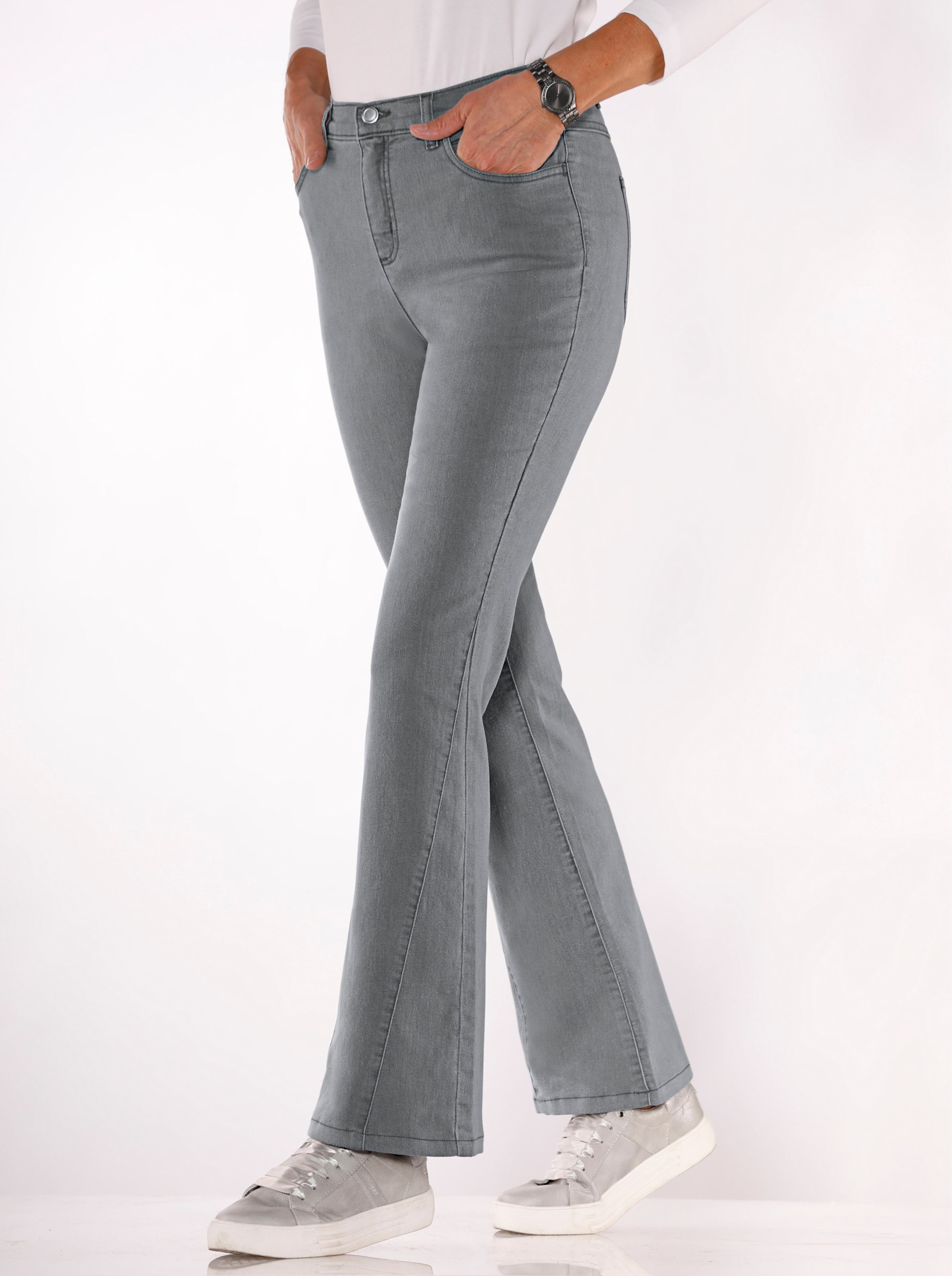 Witt Damen Jeans in Bootcut-Form, light grey-denim