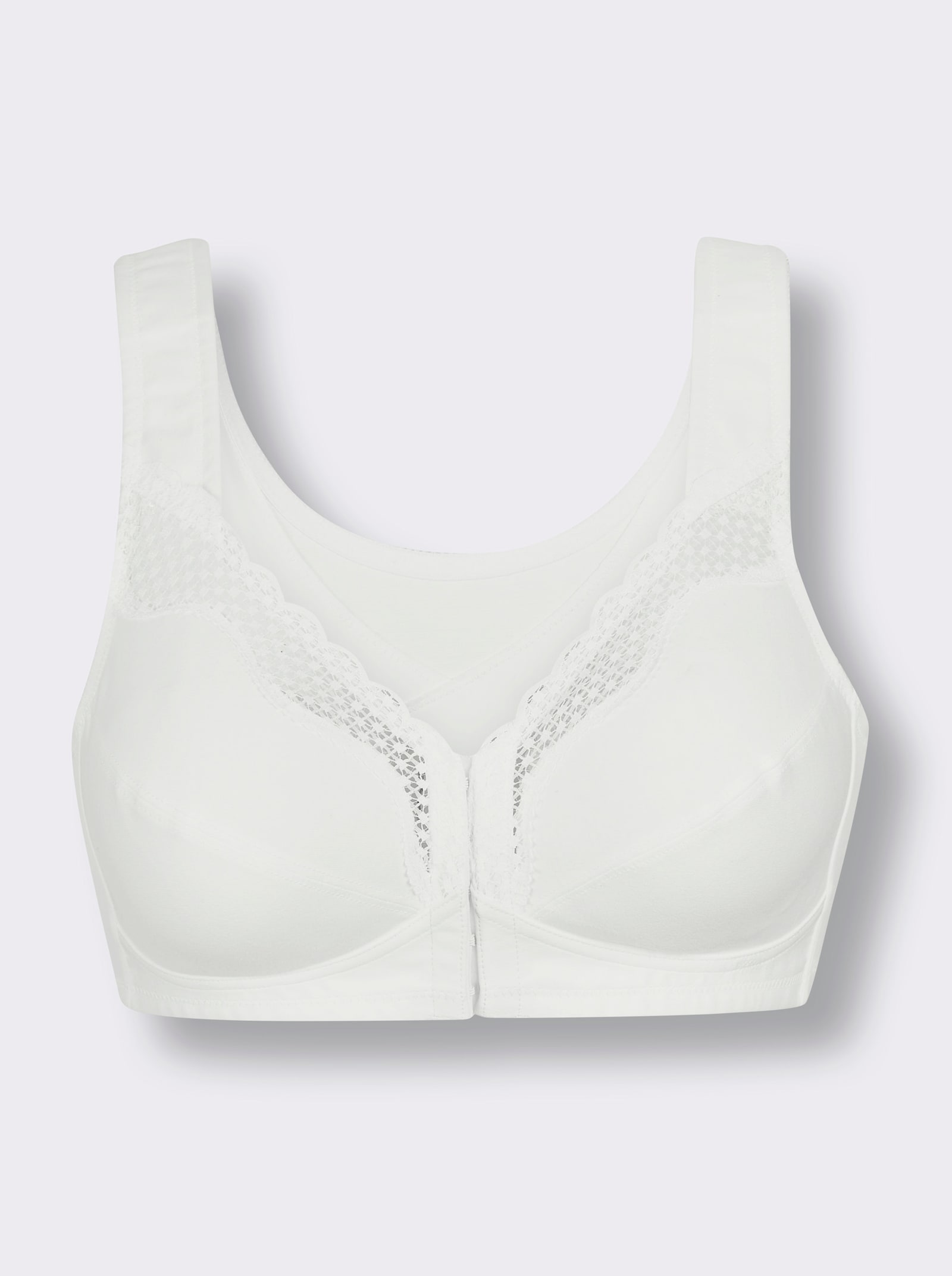Exquisite Form Vorderverschluss-BH ohne Bügel - weiss